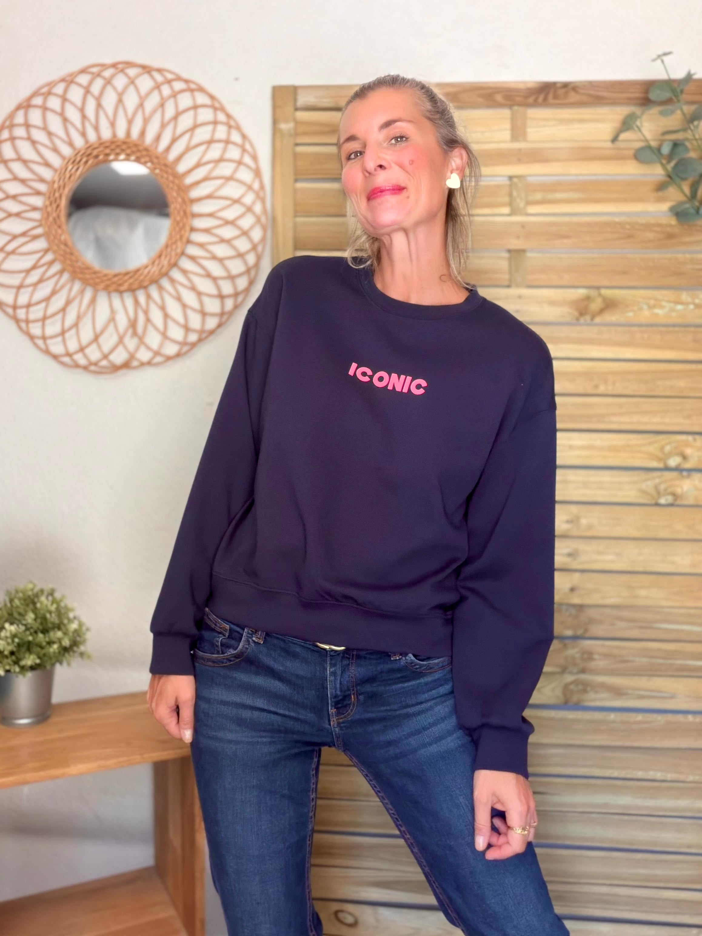 Sweat ICONIC ultra doux OMBLINE - Bleu marine