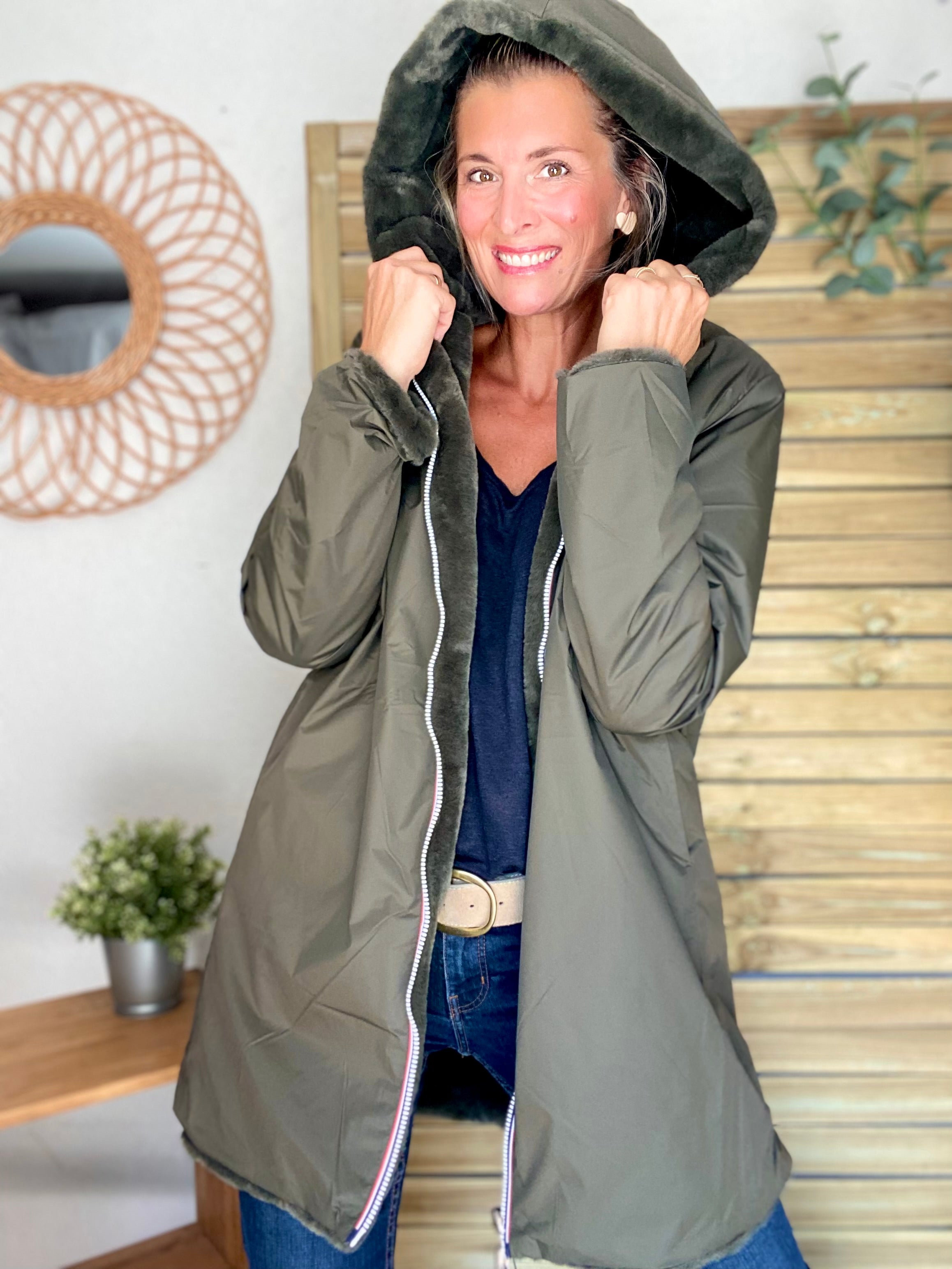 Parka Imperméable réversible fourrée Kaki / Kaki ALIX - LAURA JO