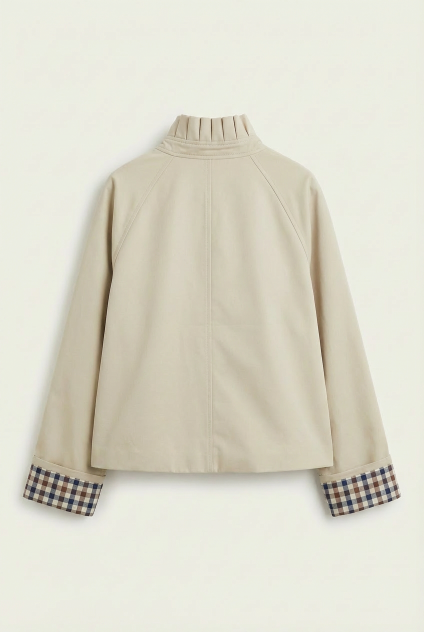 Veste Trench col victorien avec vichy - VICKY Beige