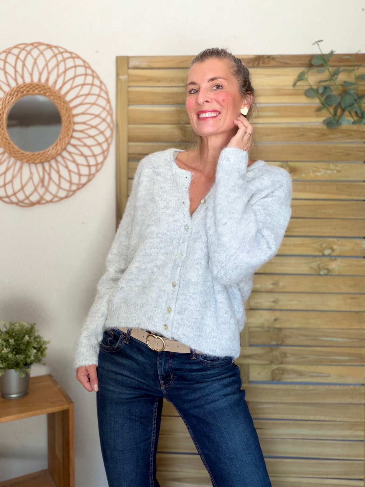 Gilet en maille MERYL - Gris chiné