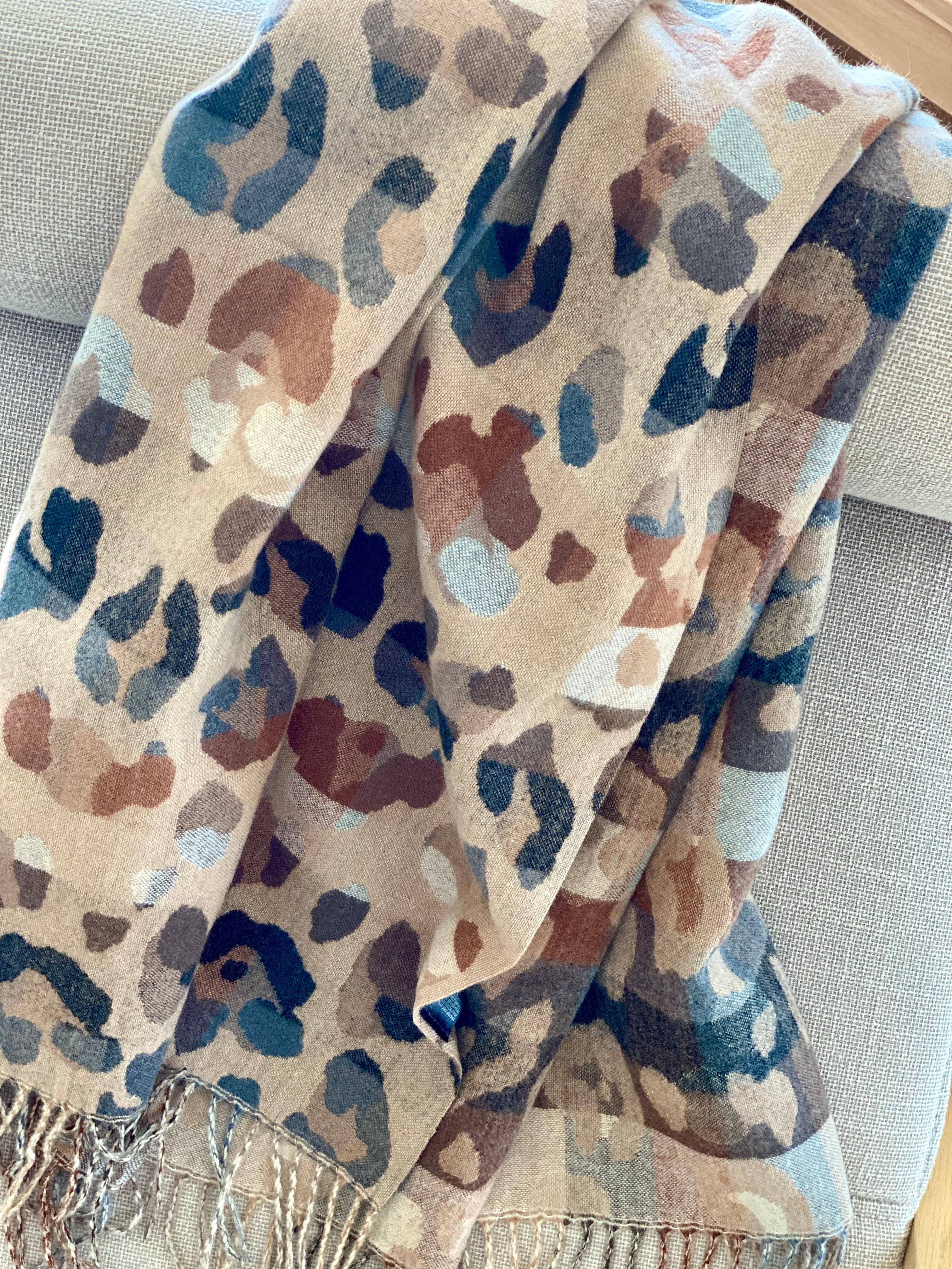 Écharpe douce AGNÈS Léo multico Camel 🐆