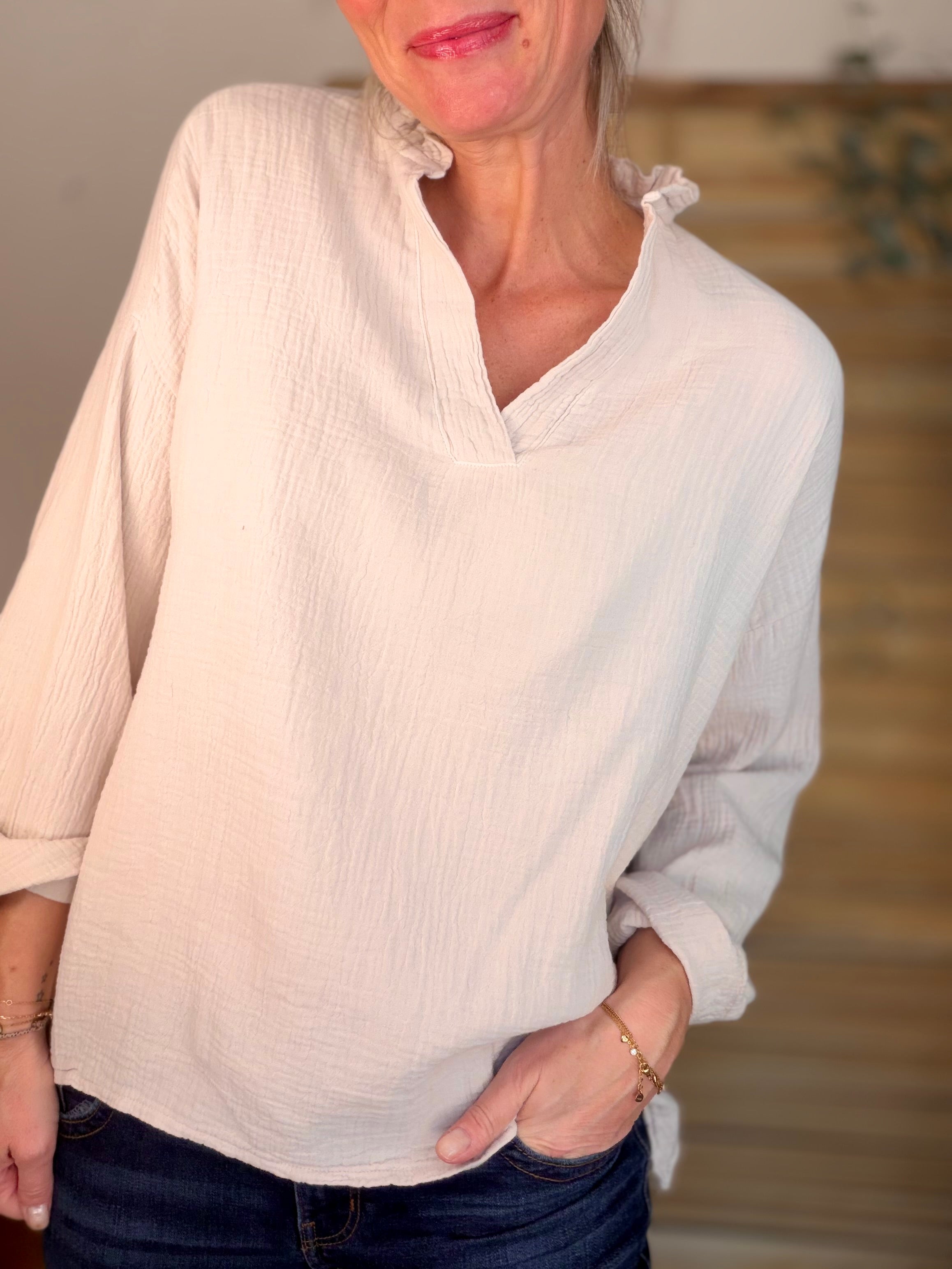 Blouse en gaze de coton SIERRA Beige