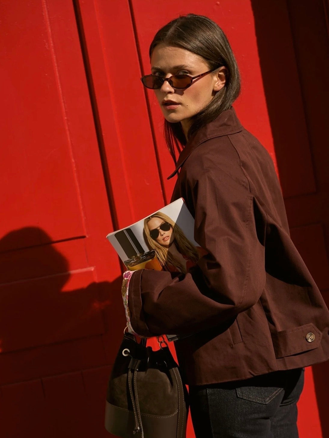 Veste Trench en coton Bordeaux fleuri - MAHAUT - LILI et LALA