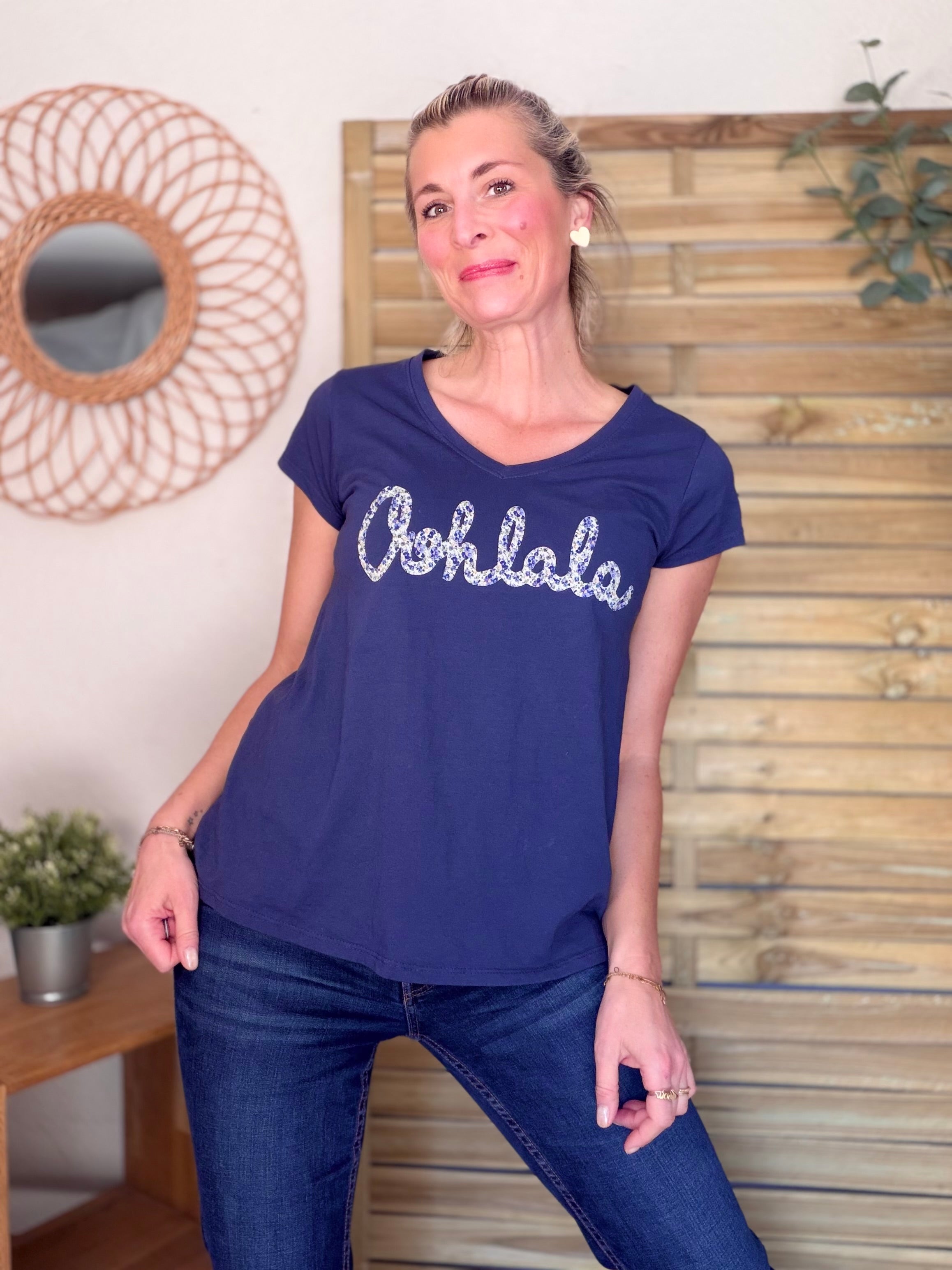 Tee shirt Ohlala Liberty VERA Bleu marine