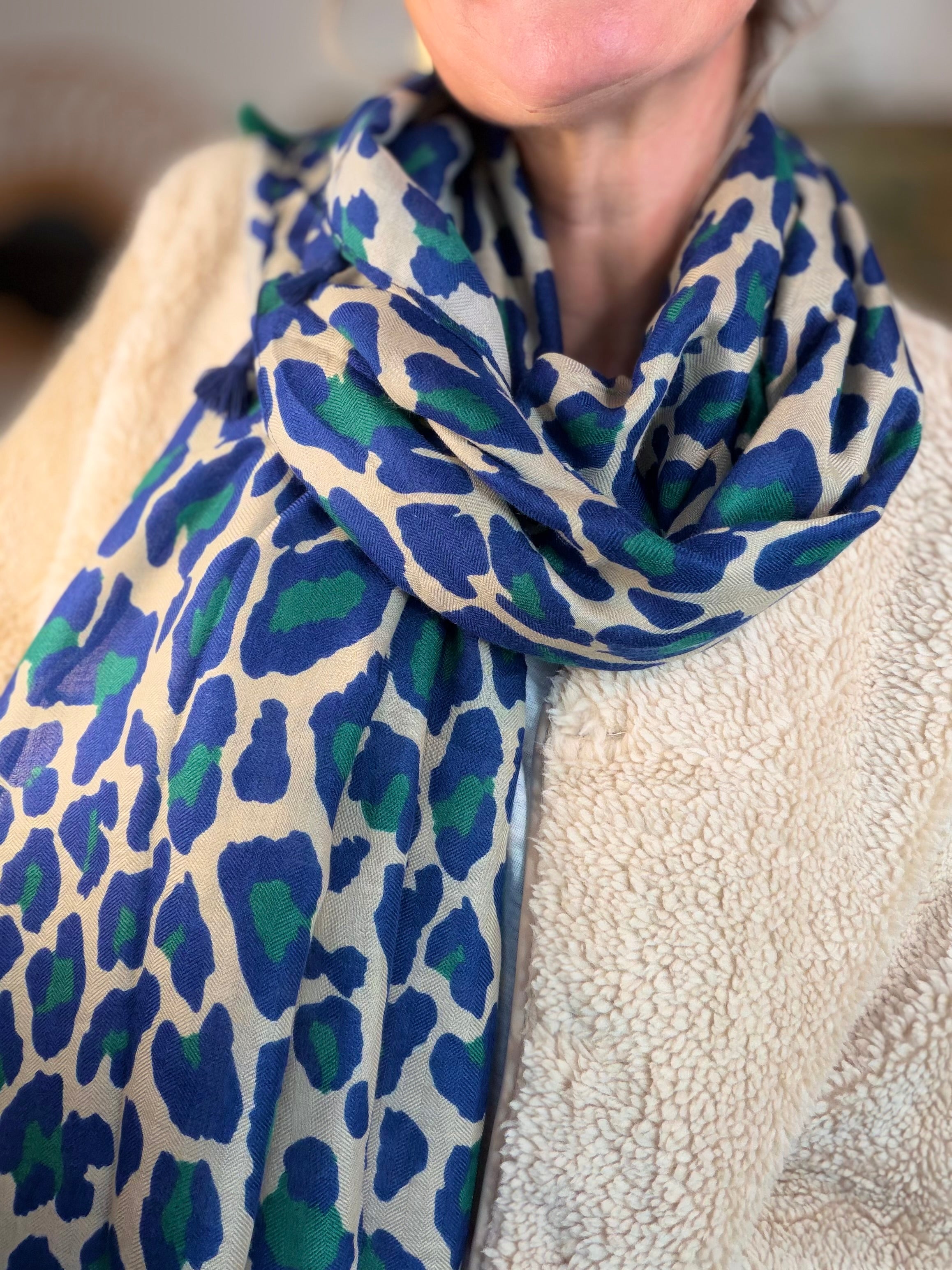 Foulard Léo CLEM - Bleu roi / vert 🐆