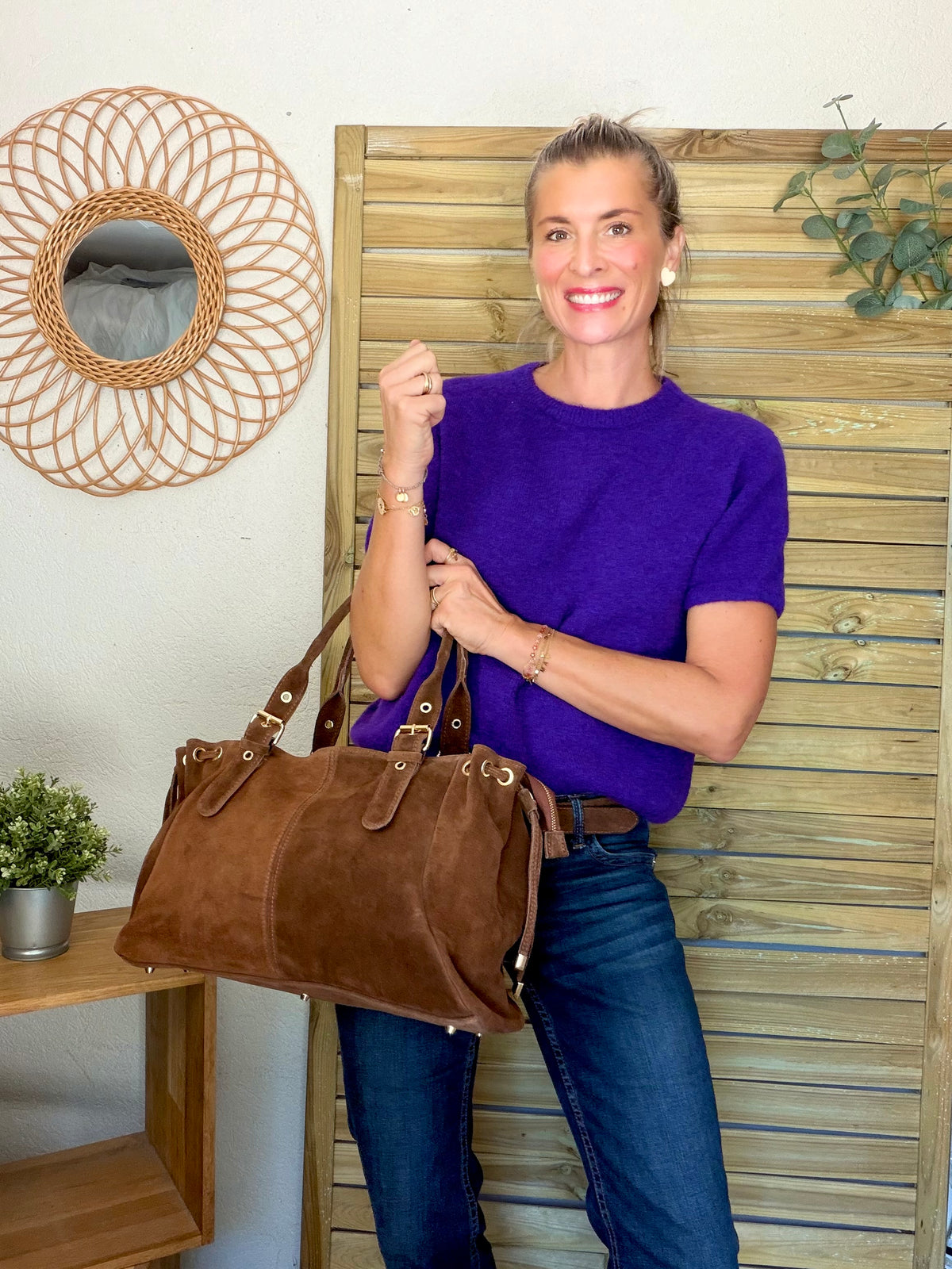 Sac cabas XL en cuir daim • JASPER Café