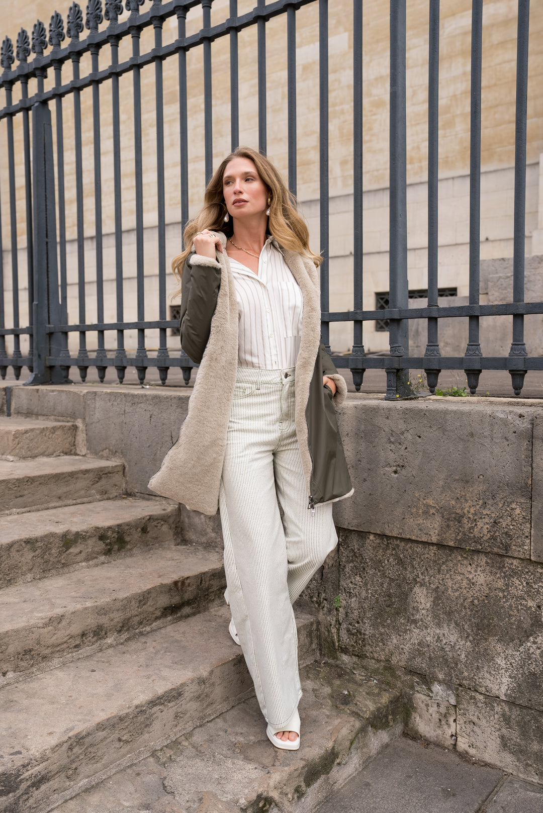 Parka Imperméable réversible fourrée Kaki / Beige ALIX - LAURA JO