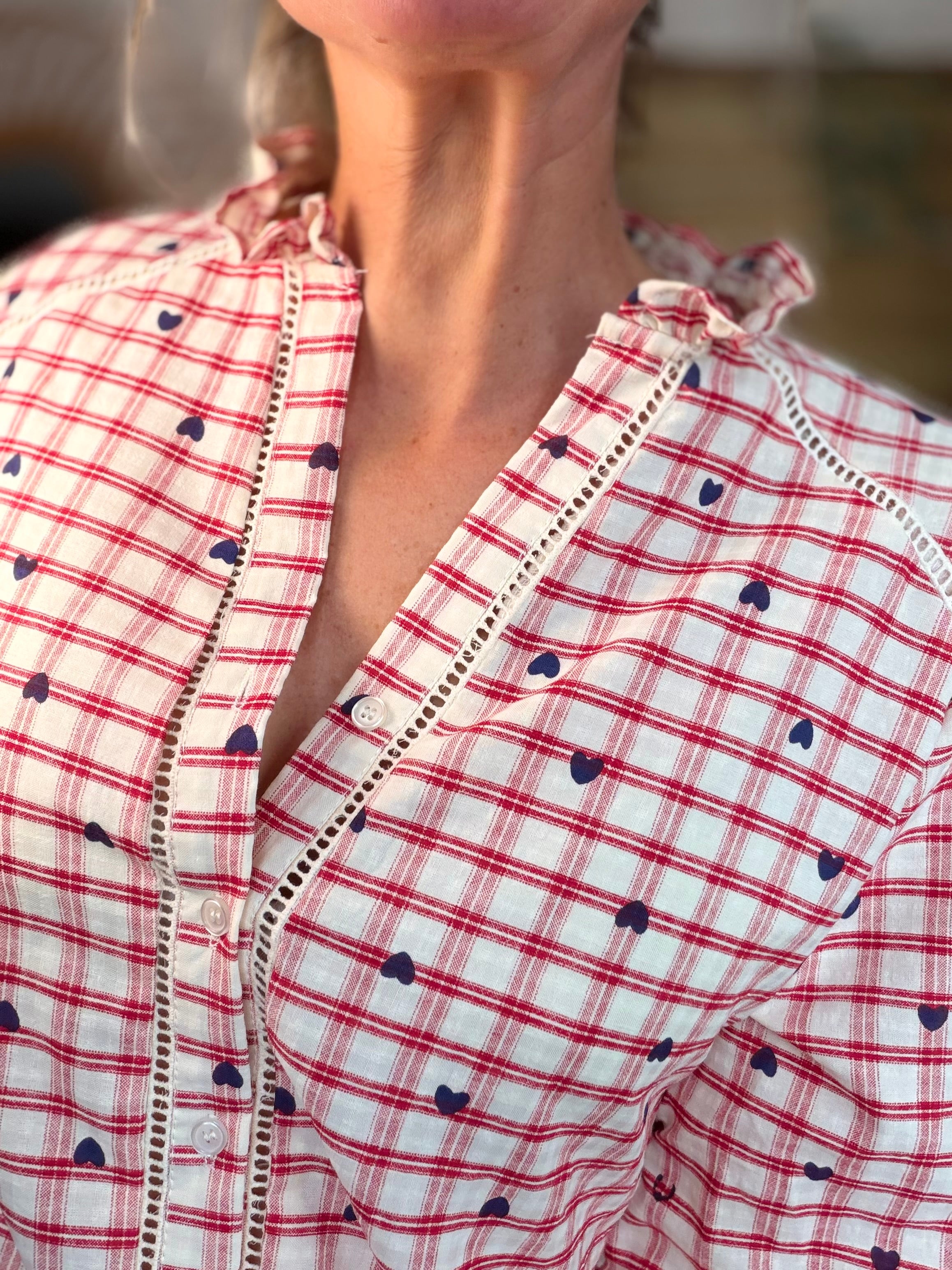 ⚡️ARRIVAGE - Blouse à carreaux et cœurs 💙 LYA rouge