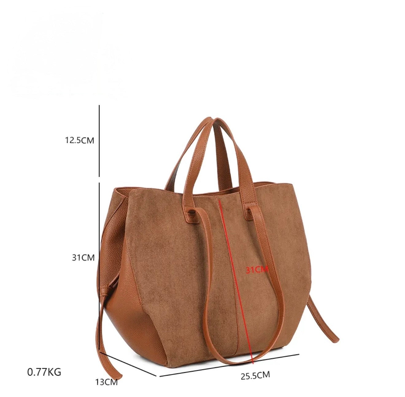 Grand Sac cabas 2 en 1 en simili daim - LAURÈNE Camel