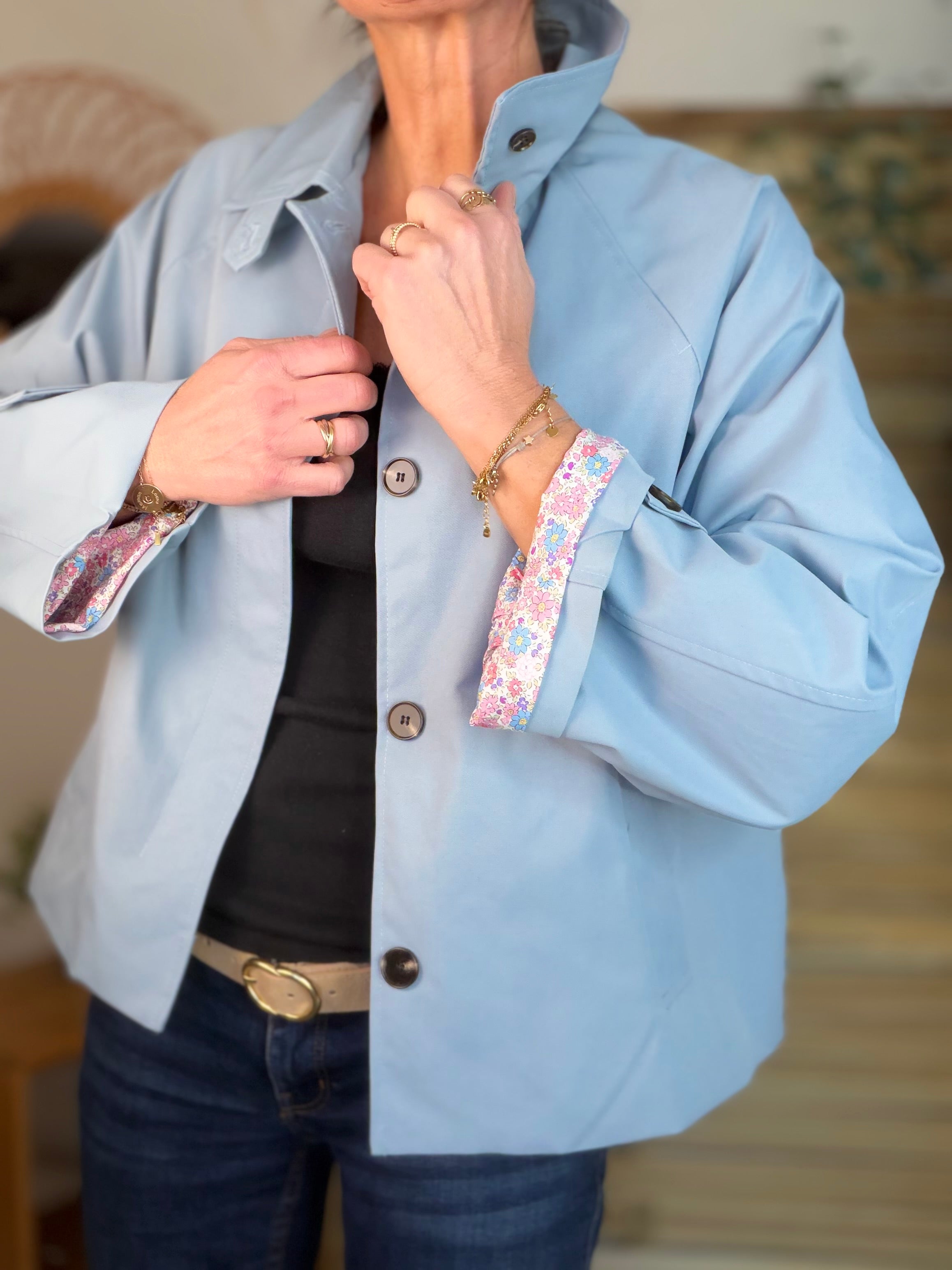 Veste Trench avec Liberty - MADELEINE Bleu ciel