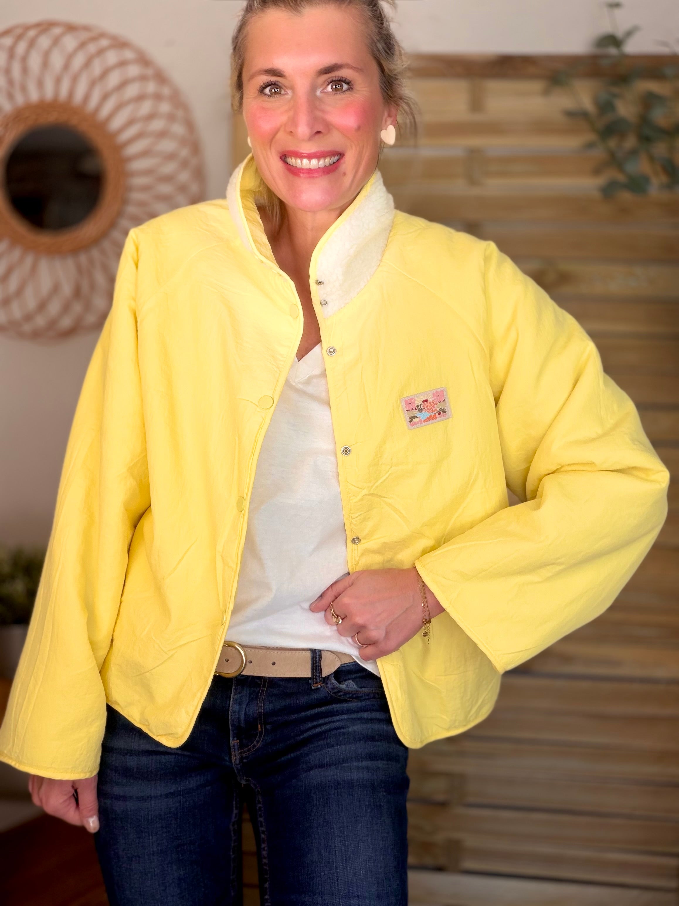 Veste matelassée réversible Sherpa AMÉLIE Jaune