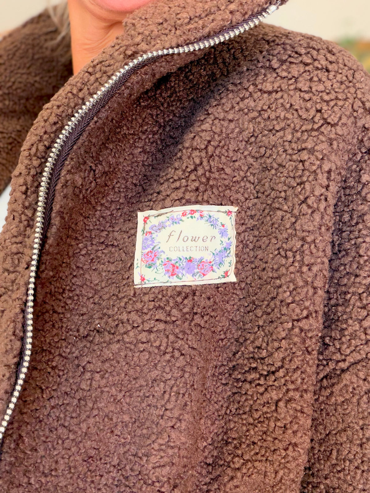 Veste Sherpa zippée LÉONIE Chocolat