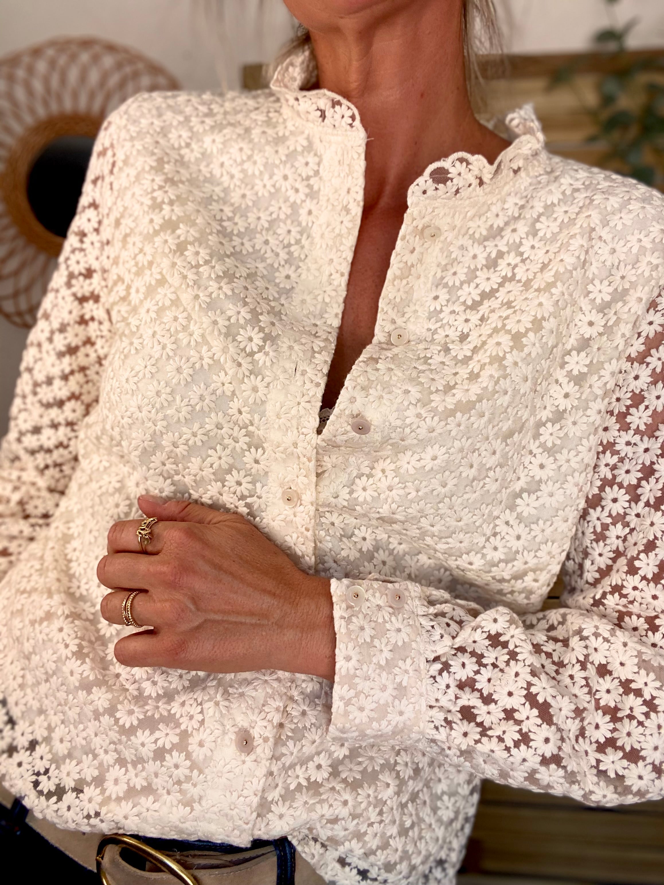 Blouse ajourée crochet ROMANE