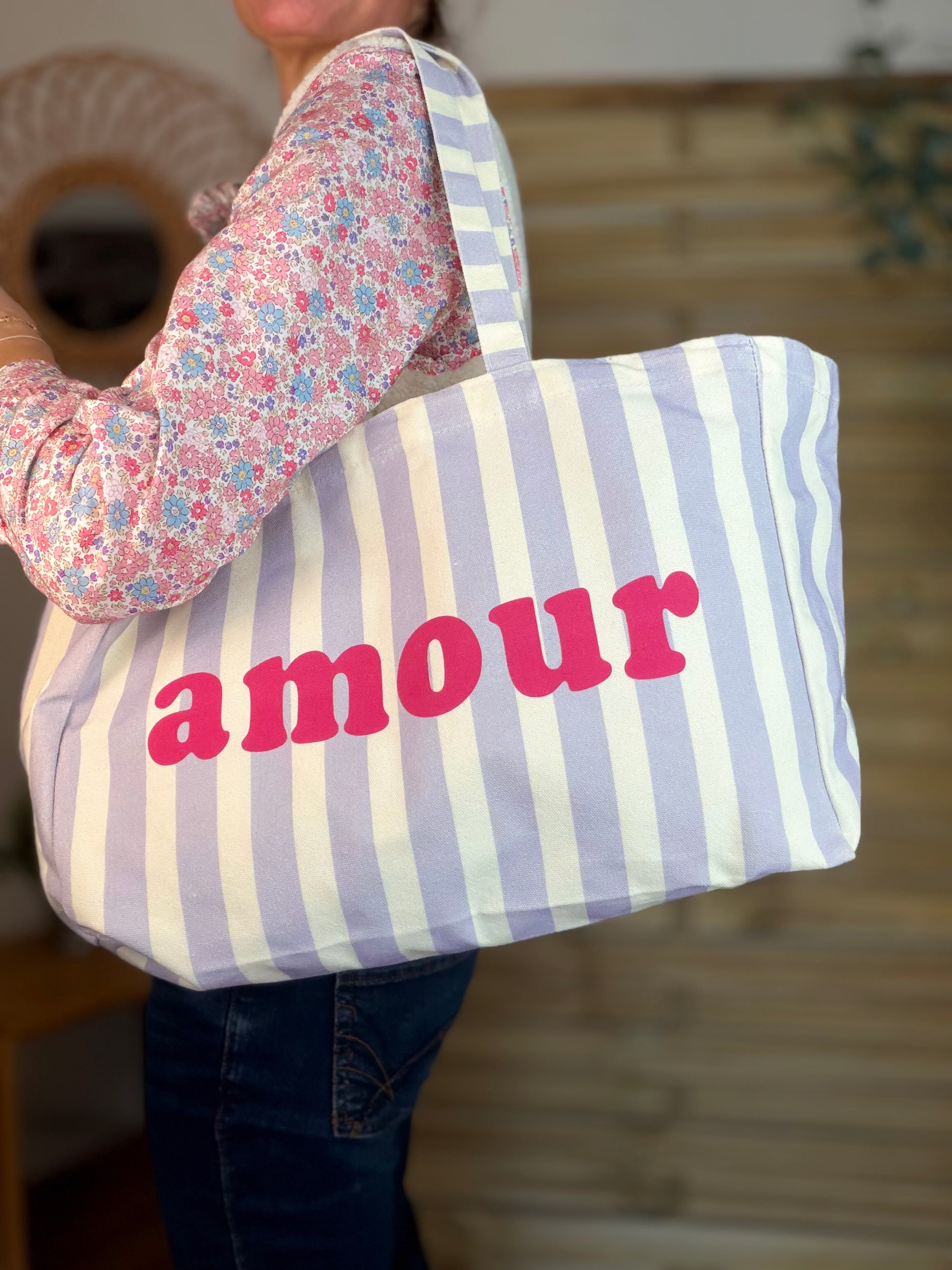 Grand Tote bag rayé amour BELLY