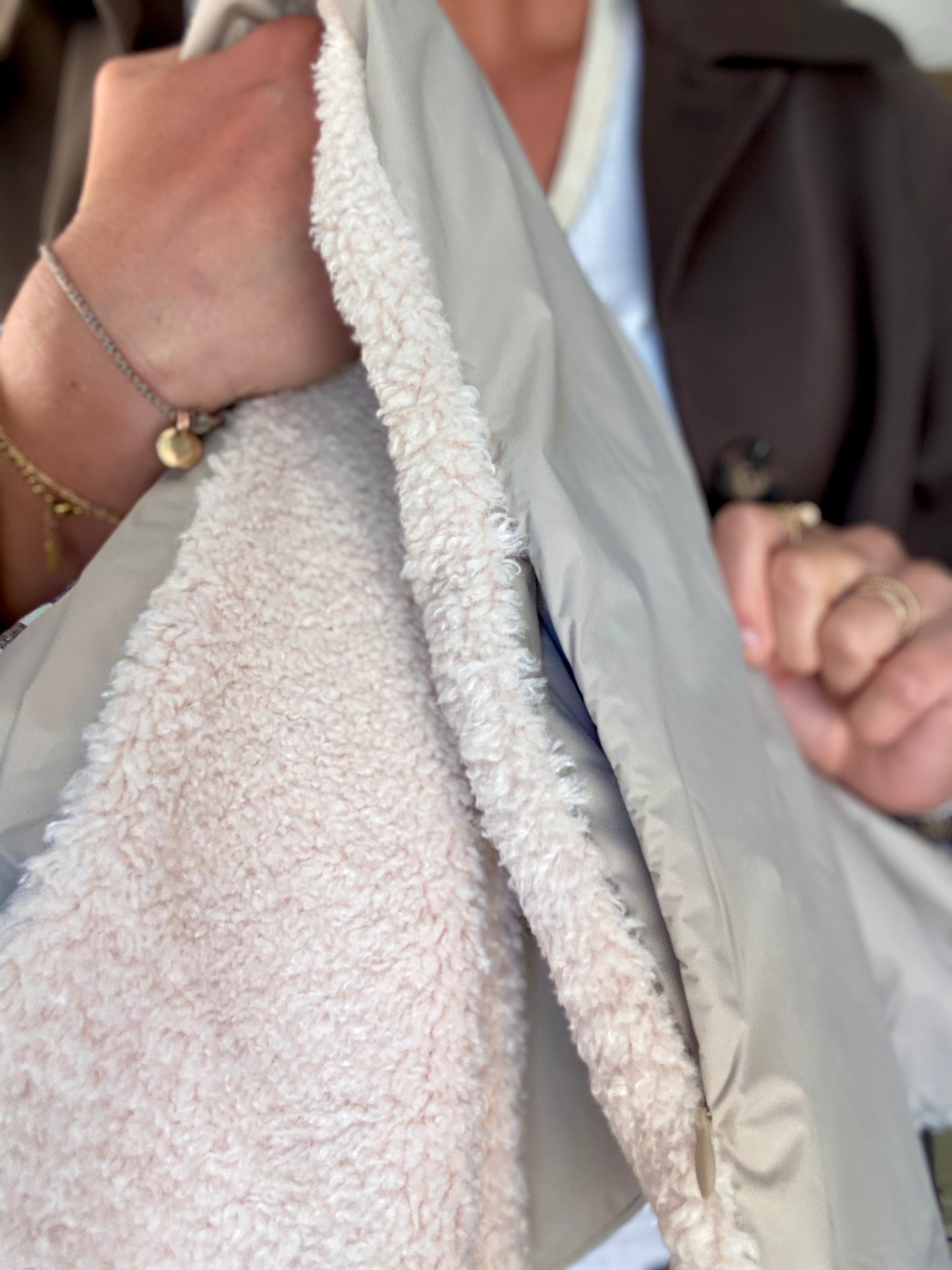 Col capuche amovible réversible TONY - LAURA JO - Beige / Sherpa écru