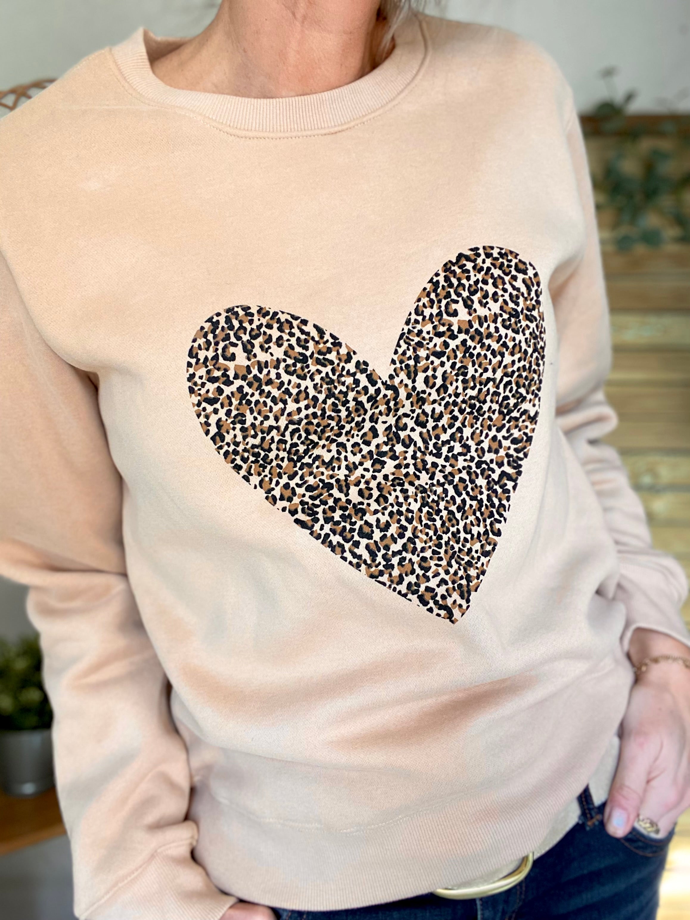 Sweat coeur Léo 🐆 ALBERTINE Camel