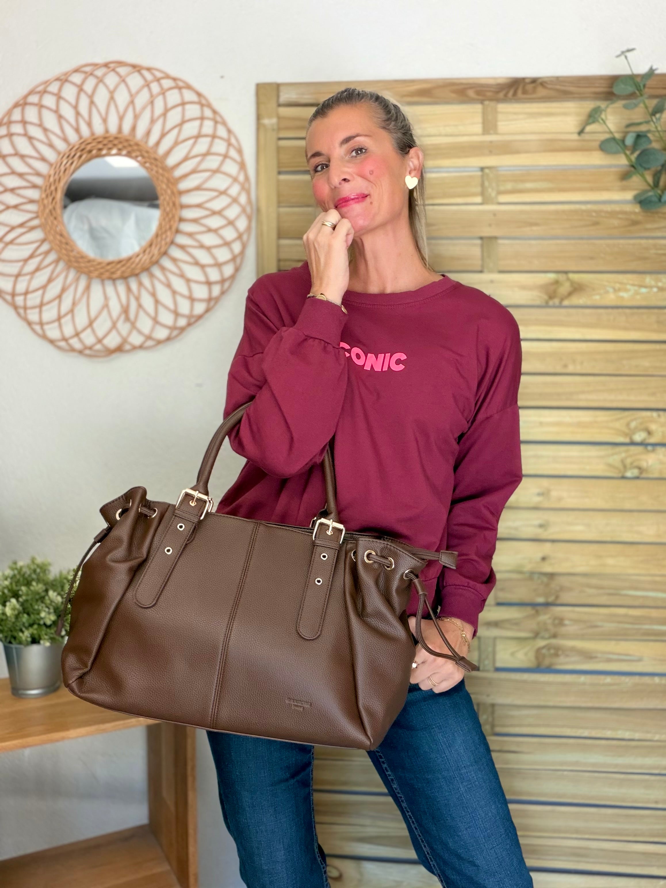 Sweat ICONIC léger 100% coton FAUSTINE Bordeaux (taille 36 à 46)