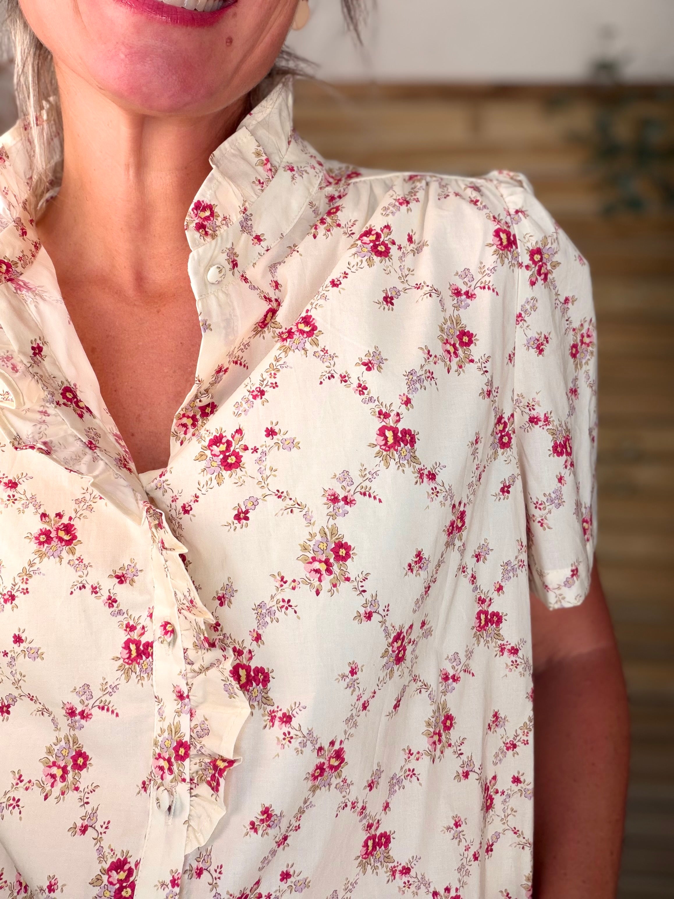 Blouse fleurie manches courtes VANESSA