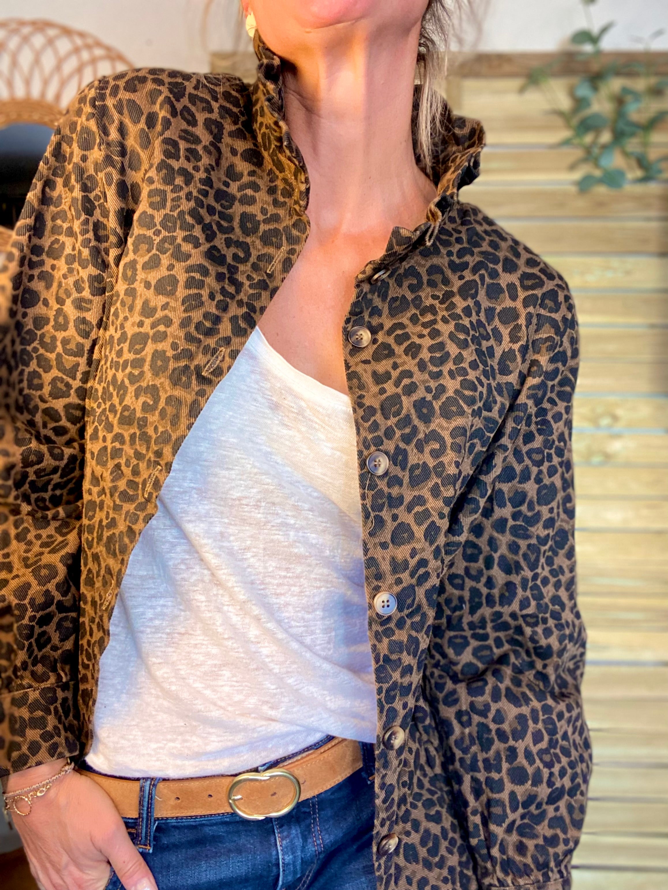 Veste / Chemise en coton, col victorien volanté LISA - Léo 🐆