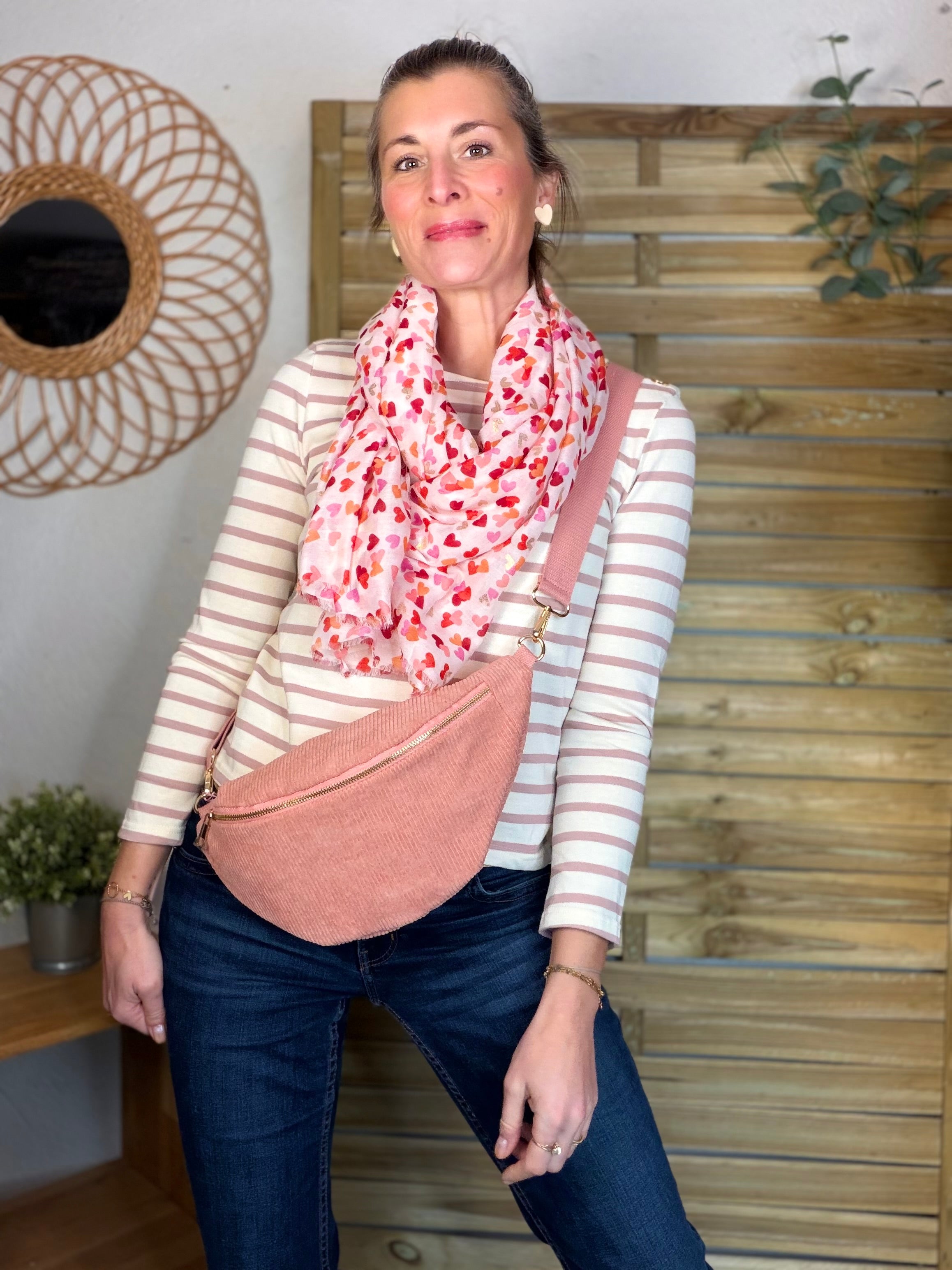 Sac banane XL velours côtelé Ciao Boum - IVY - Rose (20 coloris)
