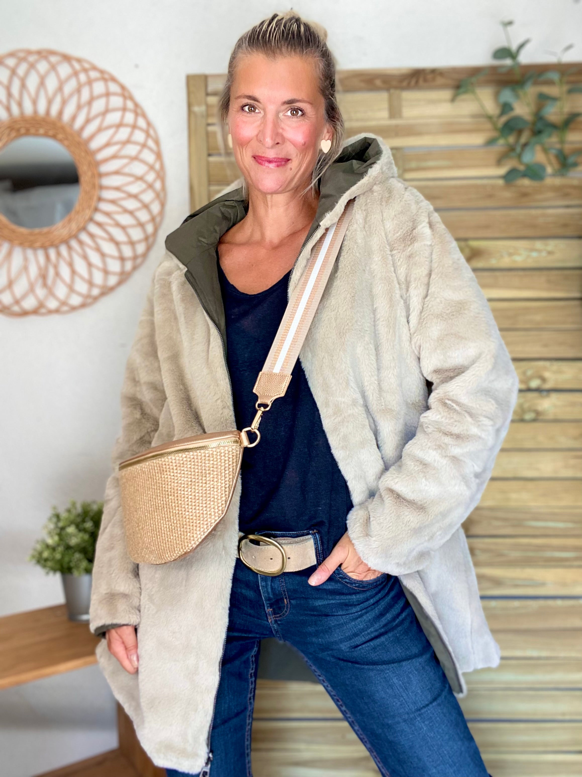 Parka Imperméable réversible fourrée Kaki / Beige ALIX - LAURA JO