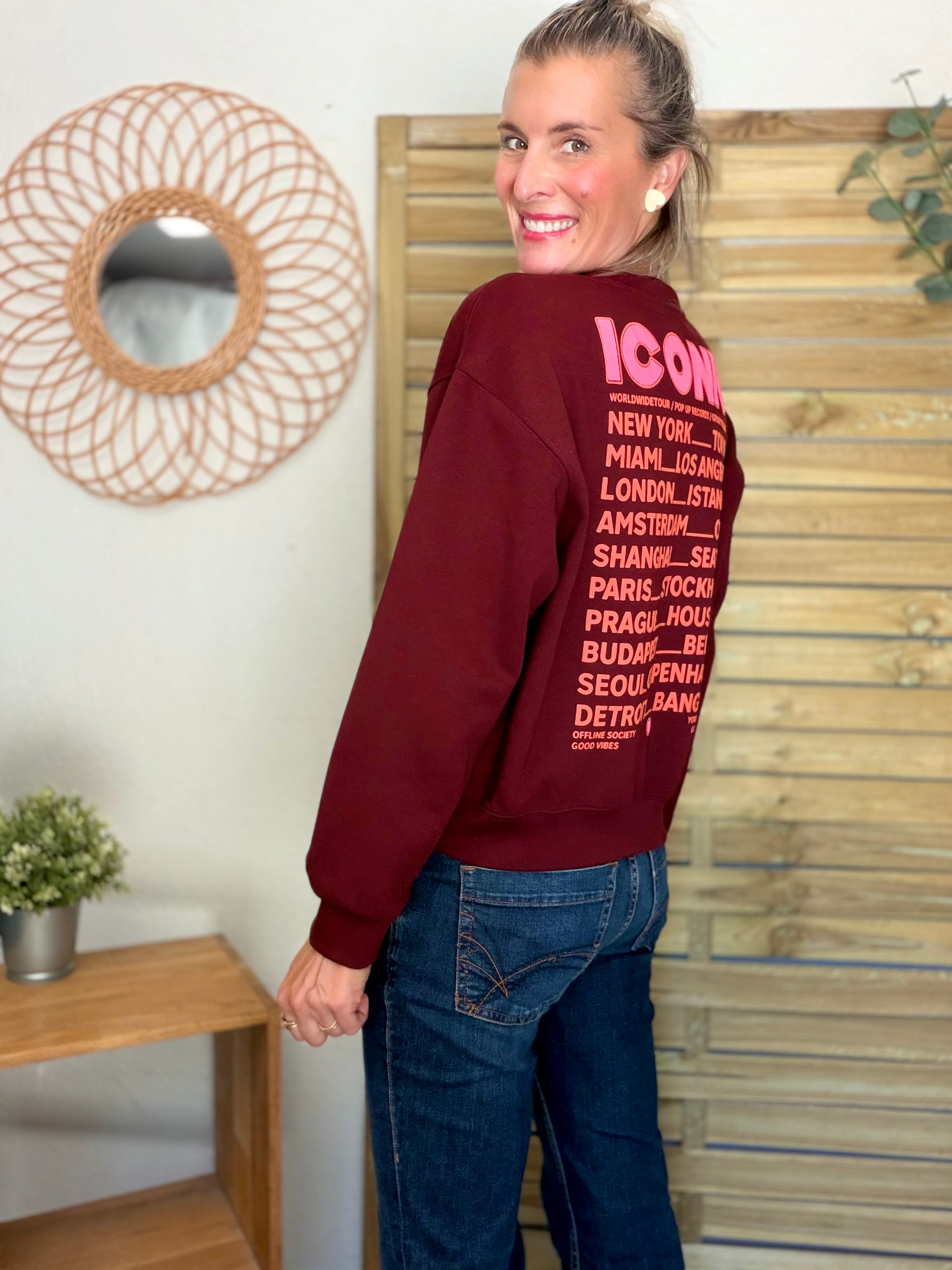 Sweat ICONIC ultra doux OMBLINE - Bordeaux