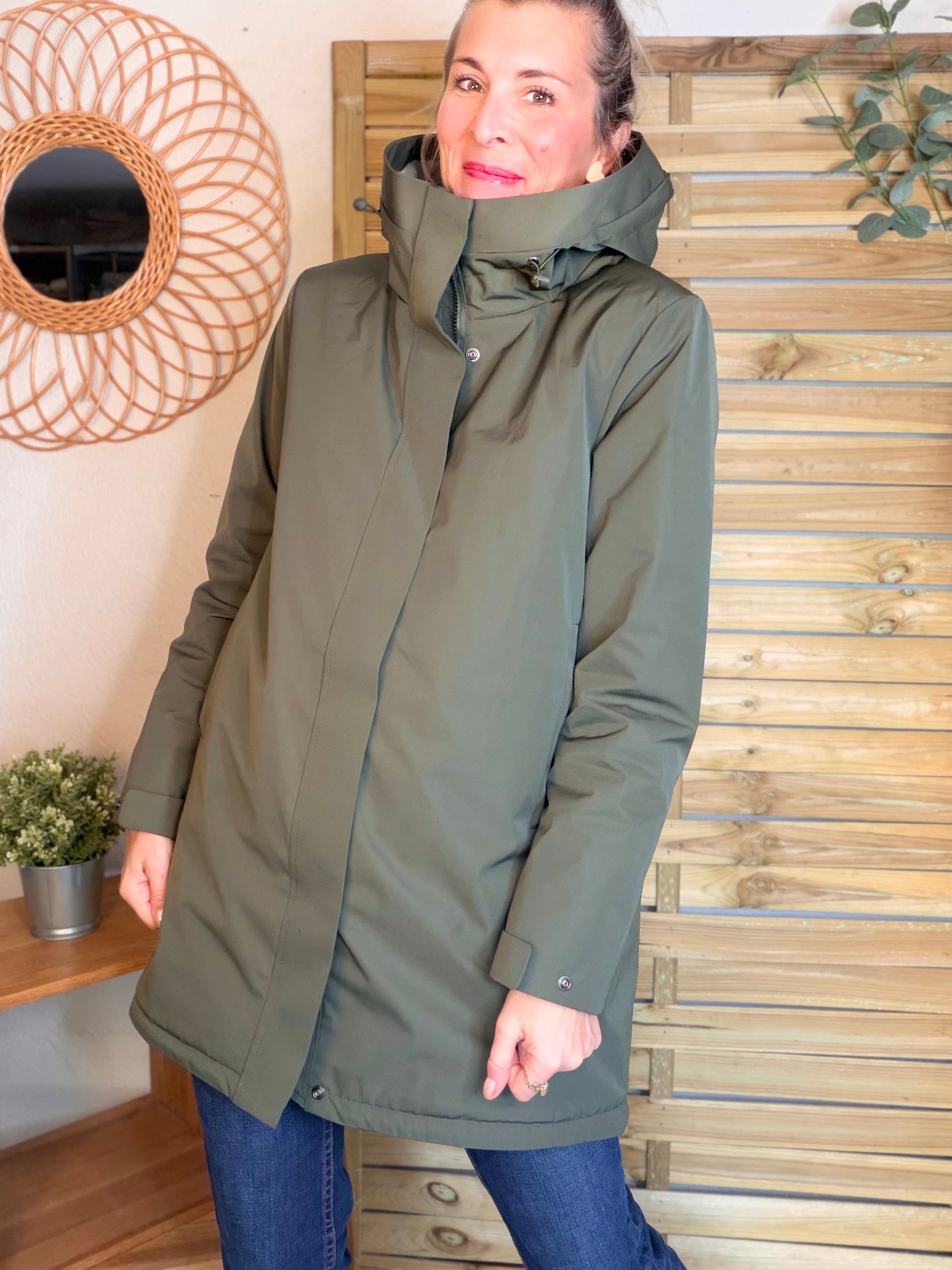 Parka fourrée imperméable AMBRE - Kaki / Beige - LAURA JO