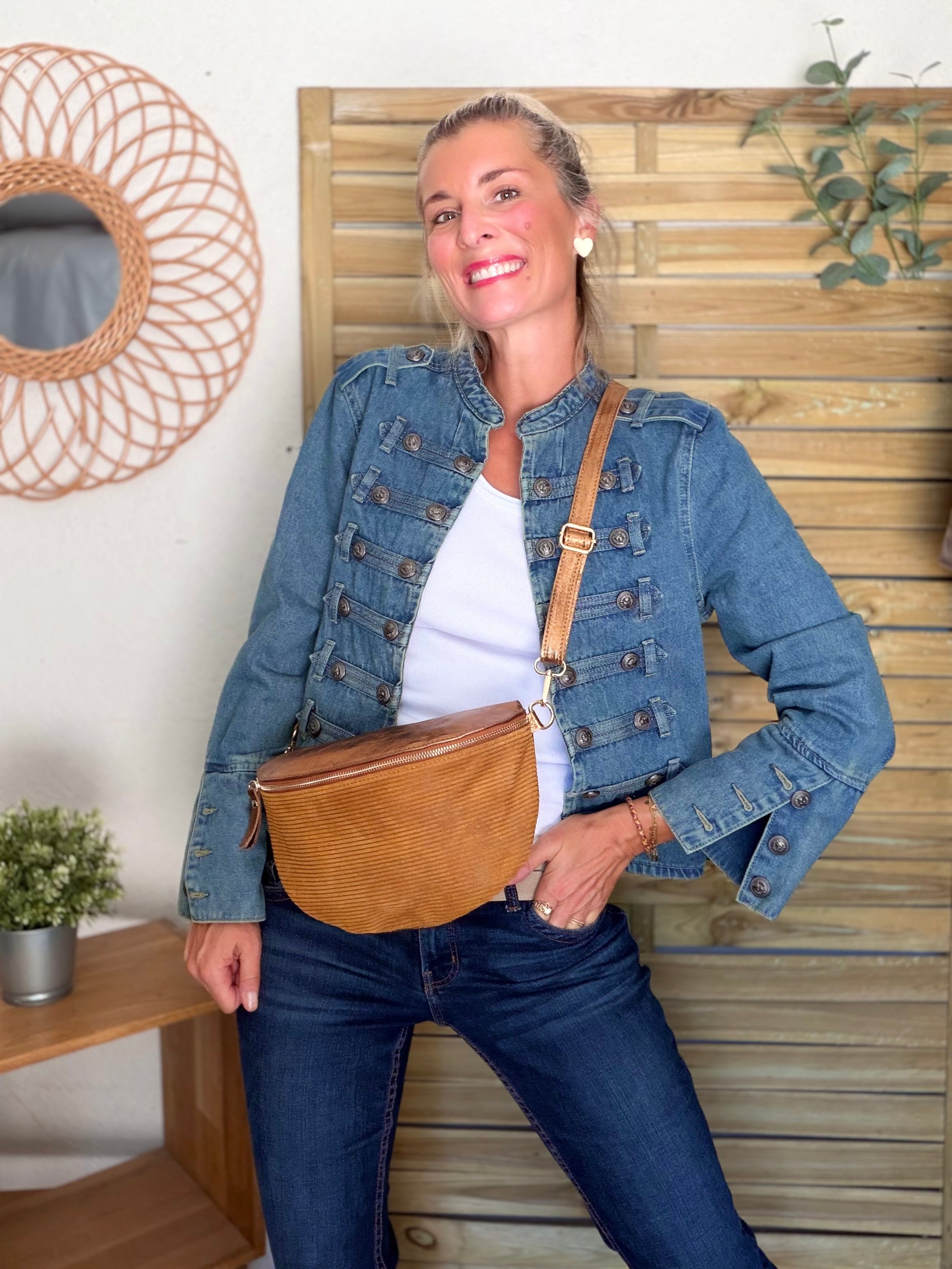 Veste courte en jean NAPOLÉON - Bleu Jean