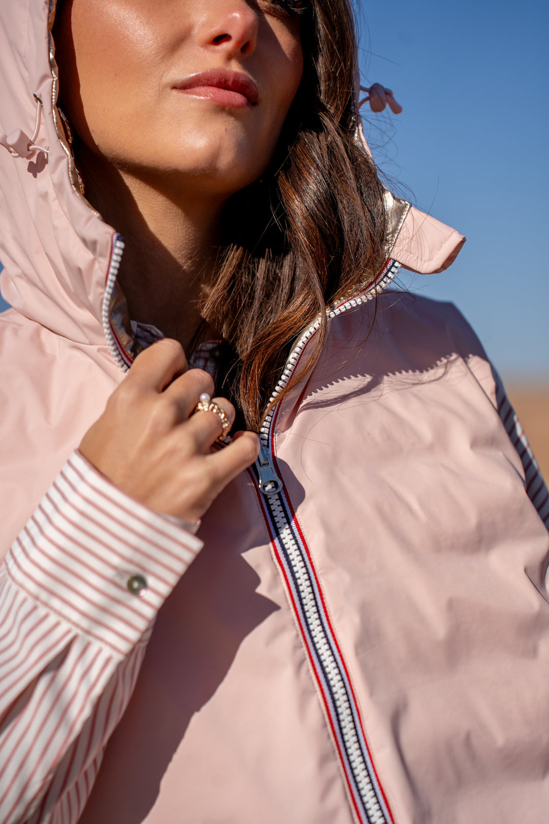 Col capuche amovible réversible  DANY - LAURA JO - Rose / Doré