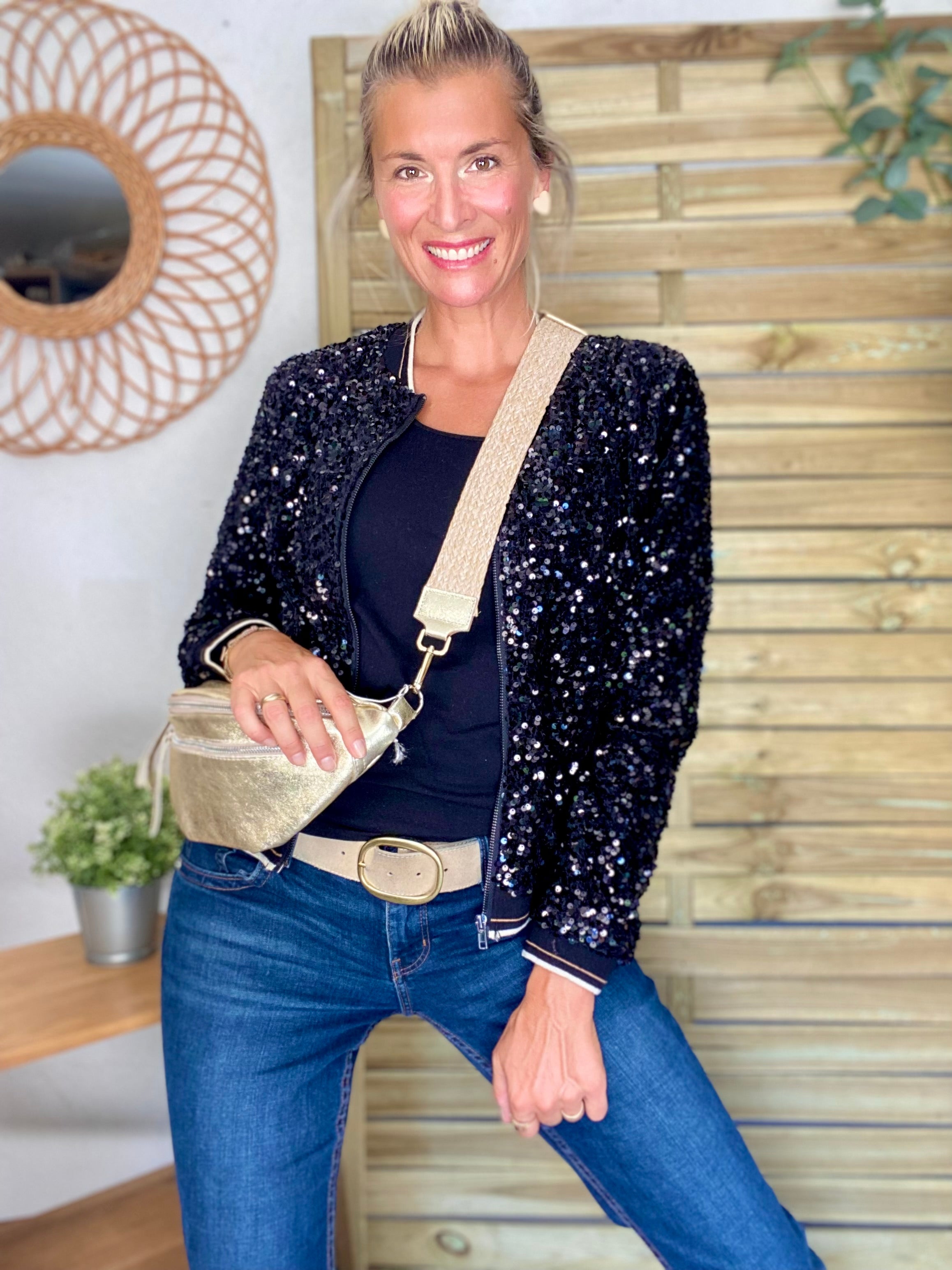 Veste bombers avec sequins Noirs KIM
