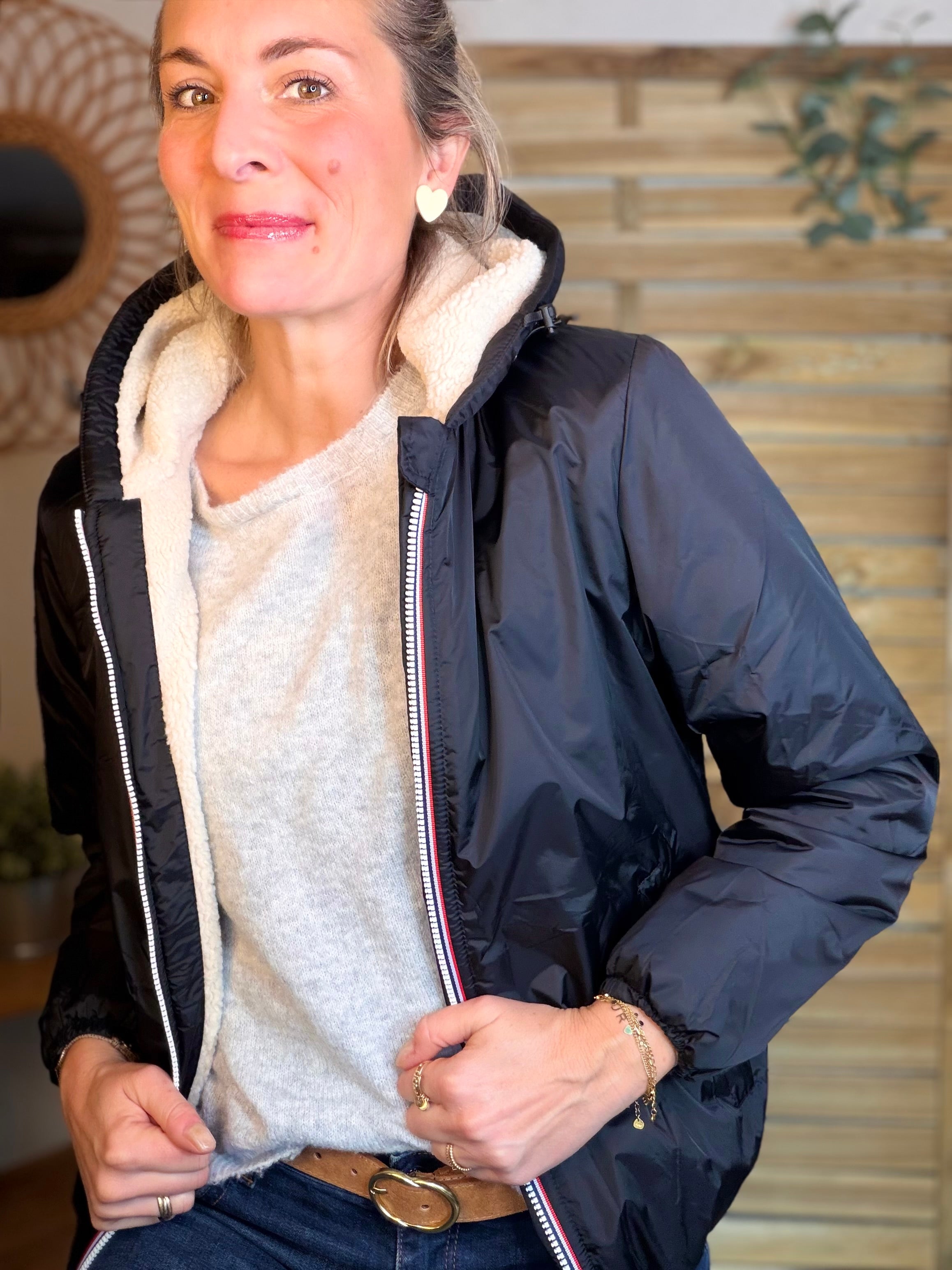 Parka Imperméable LOUISE COURT sherpa - Noir - LAURA JO