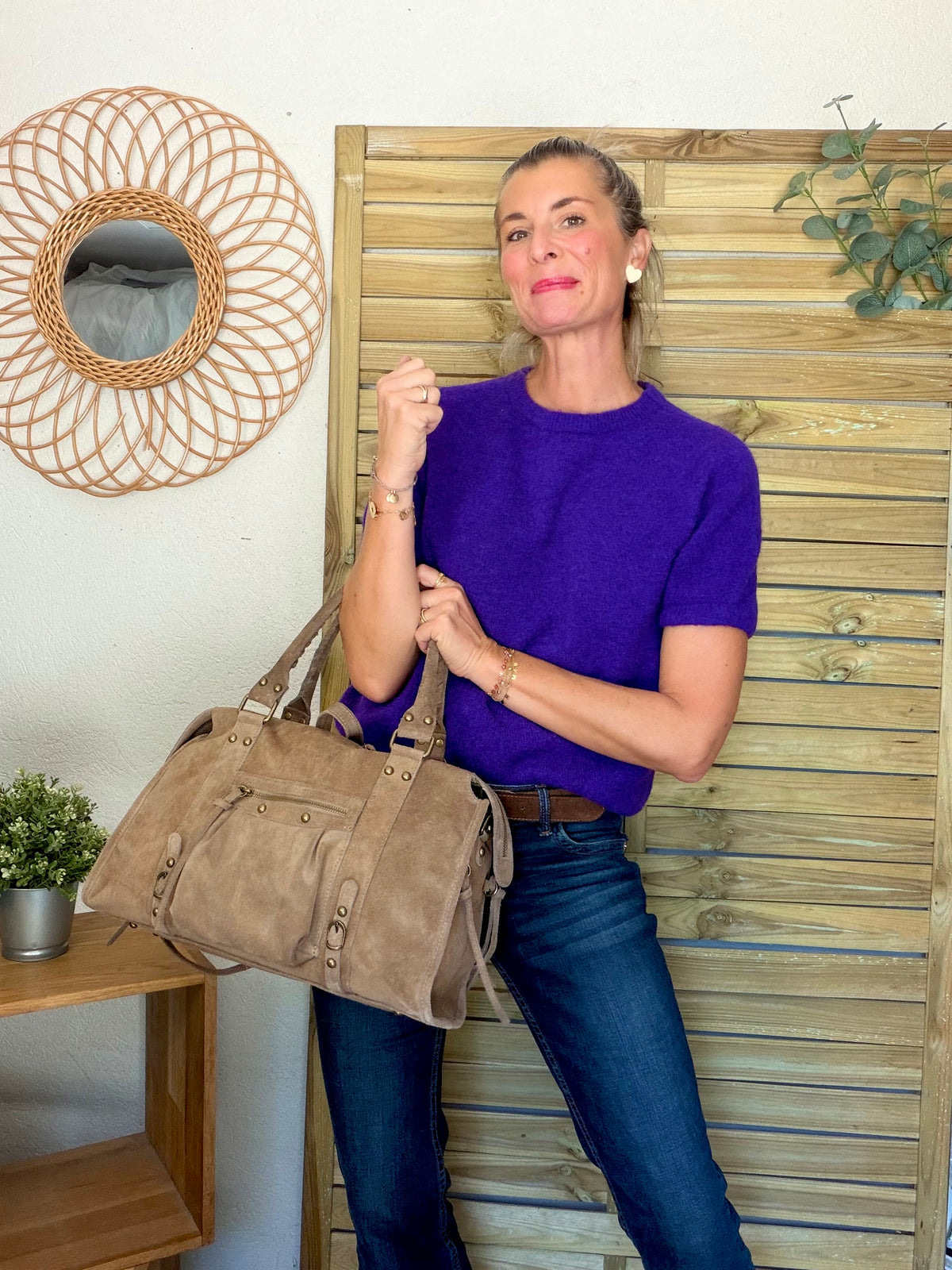 Pull laine et alpaga PEGGY - Violet