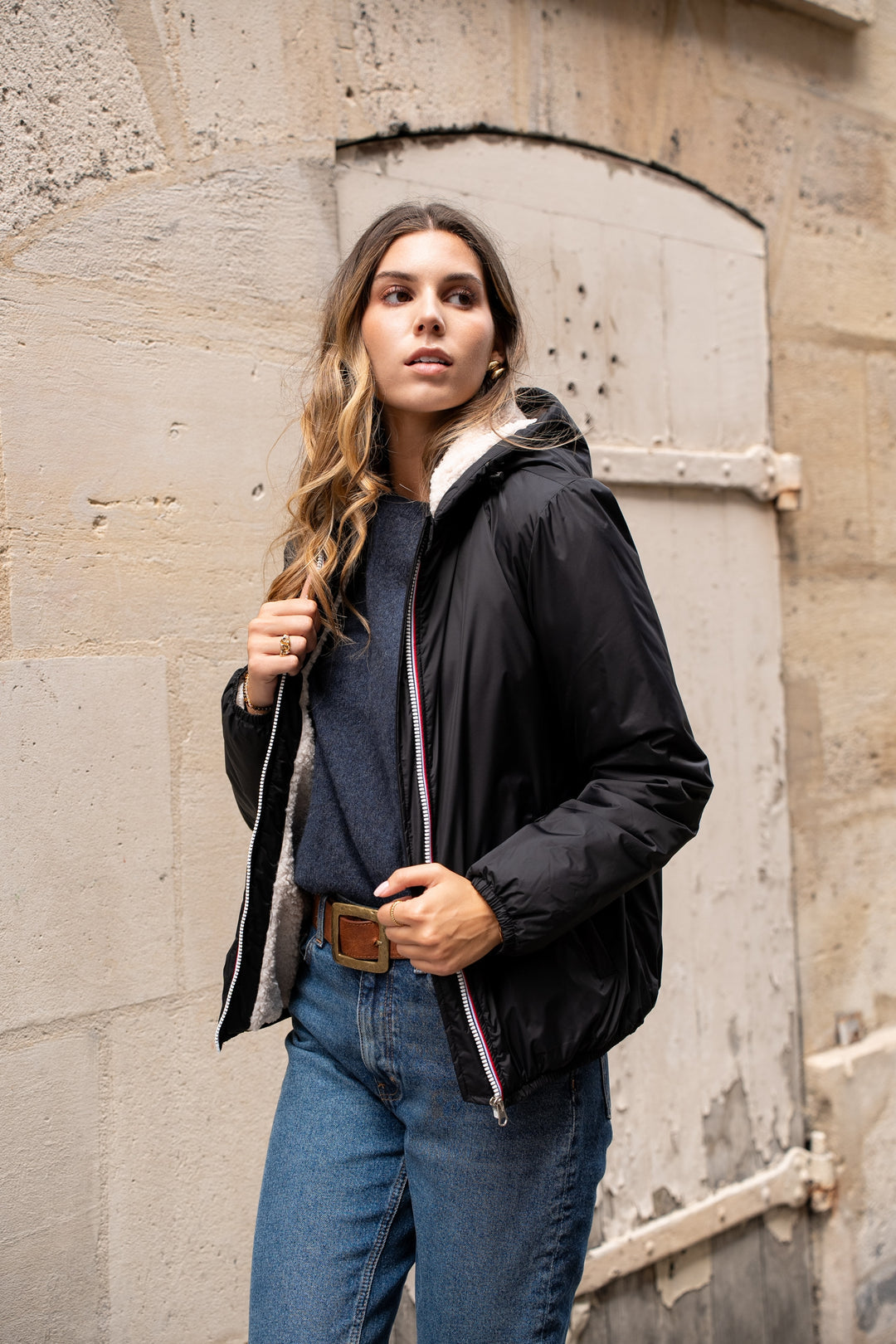 PRÉCOMMANDE (Expédition 26/11) - Parka Imperméable LOUISE COURT sherpa - Noir - LAURA JO