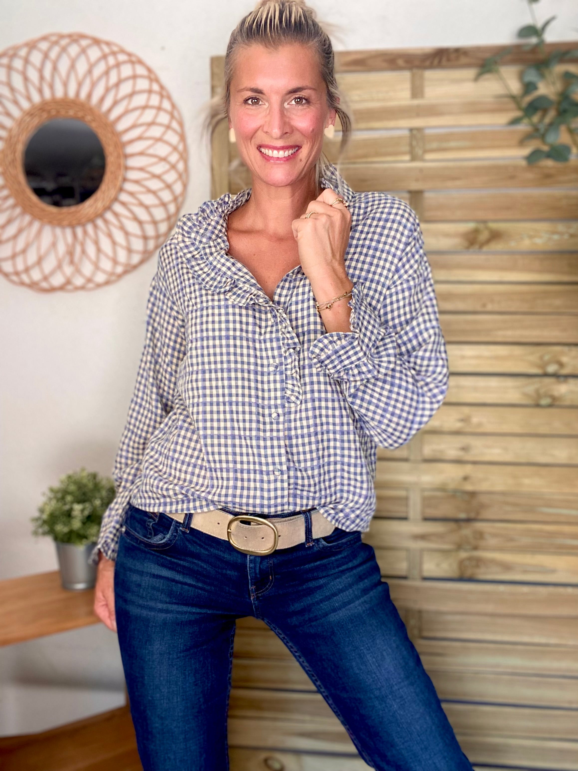 Blouse Vichy Bleu Jean SOLVEIG