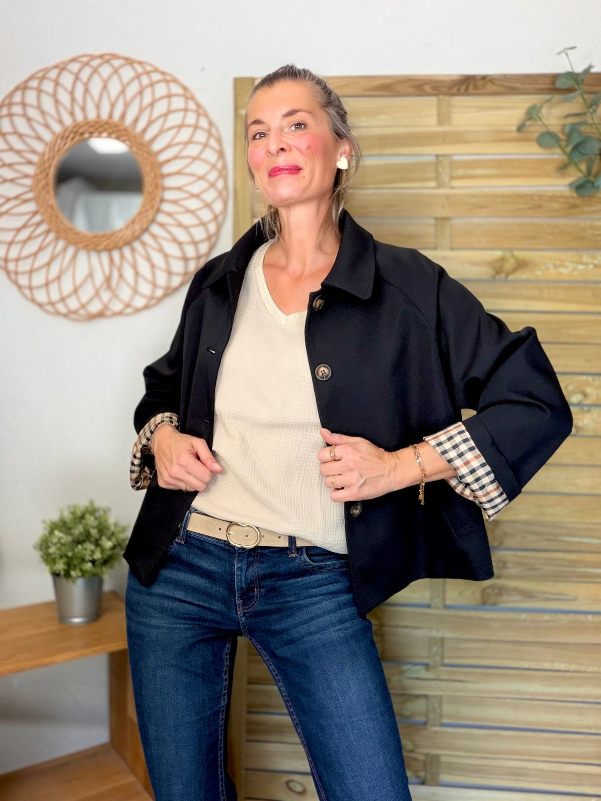 ⚡️ ARRIVAGE • Veste Trench, doublure à carreaux DANA Noir