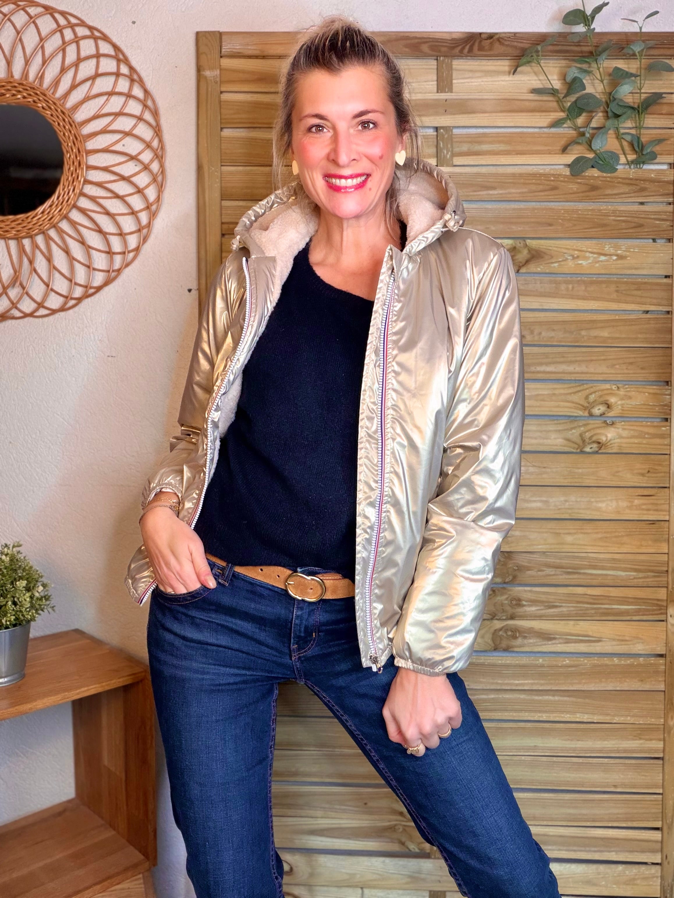 Parka Imperméable LOUISE COURT sherpa - Doré - LAURA JO (DÉSTOCKAGE sur Taille L)
