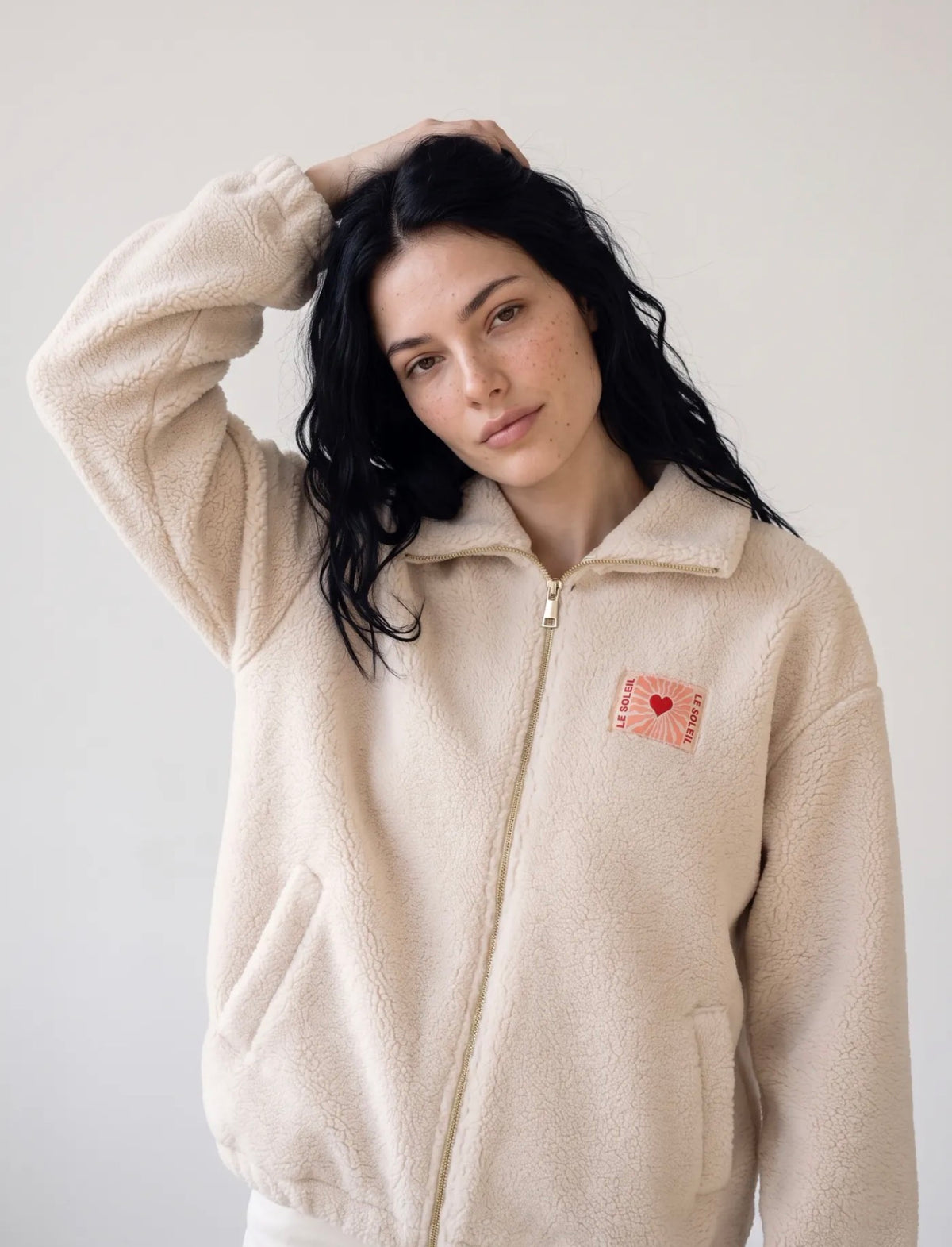 ⚡️ARRIVAGE • Veste Sherpa zippée « Soleil » DORO Écru