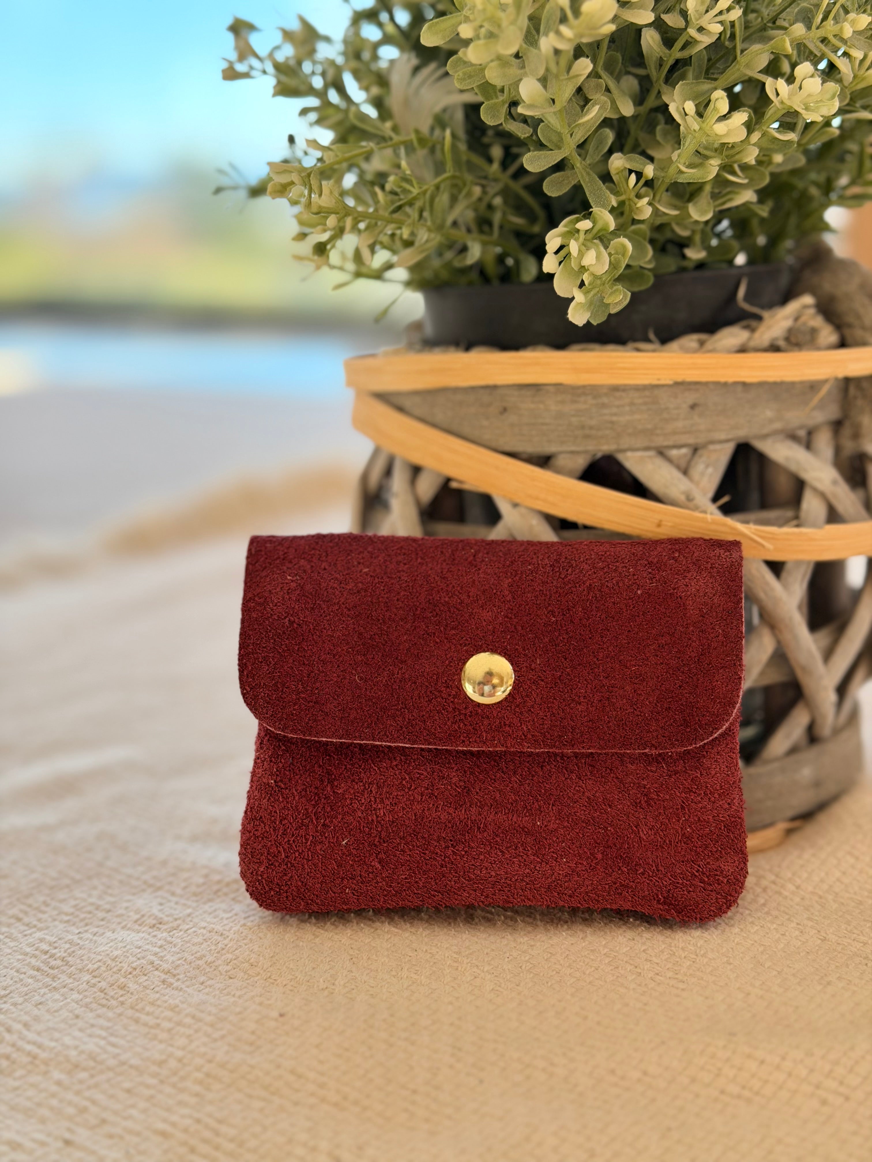 Porte monnaie / porte carte en cuir daim ACHILLE