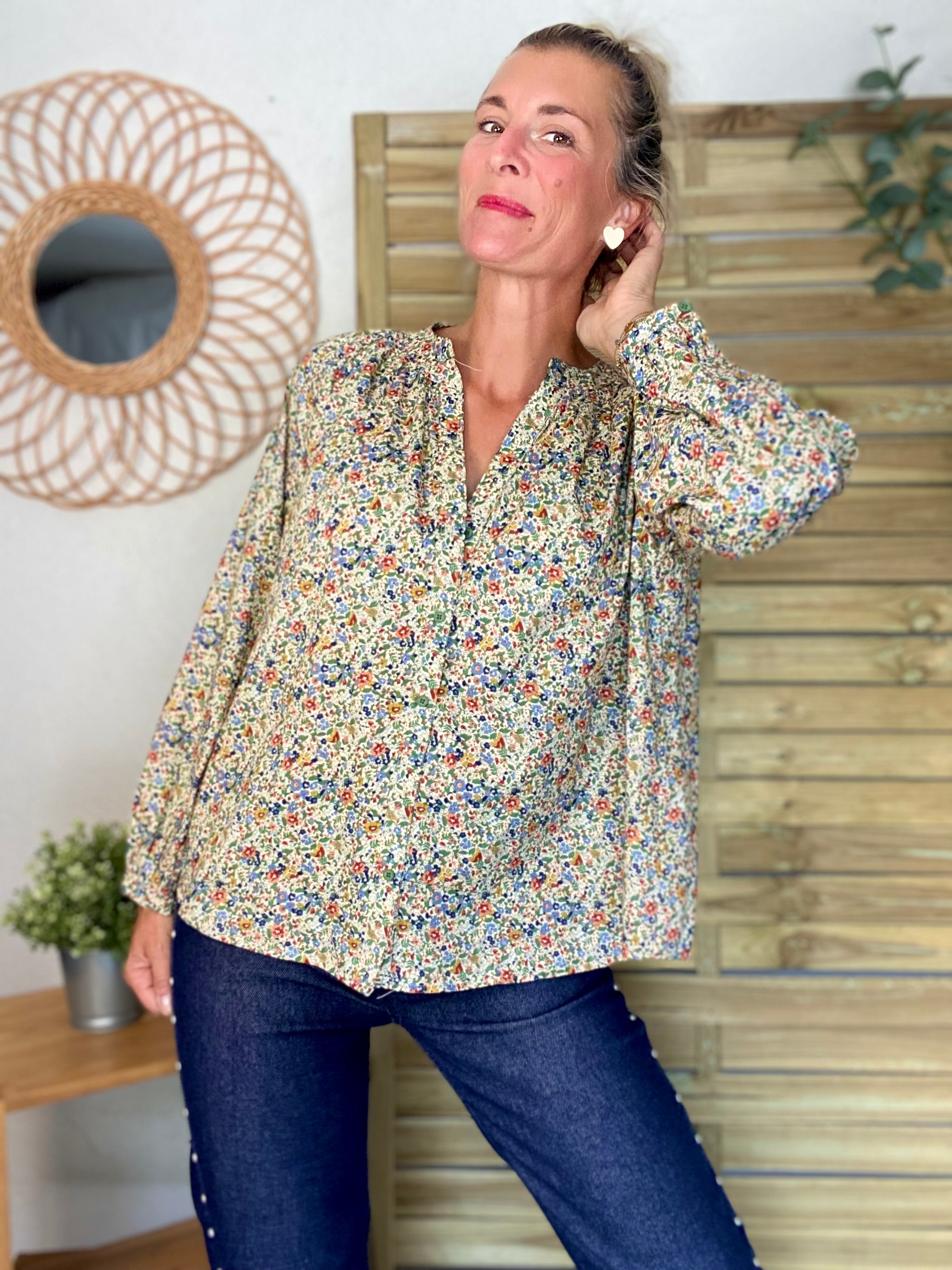 Chemise ample Liberty vert SYBILLE