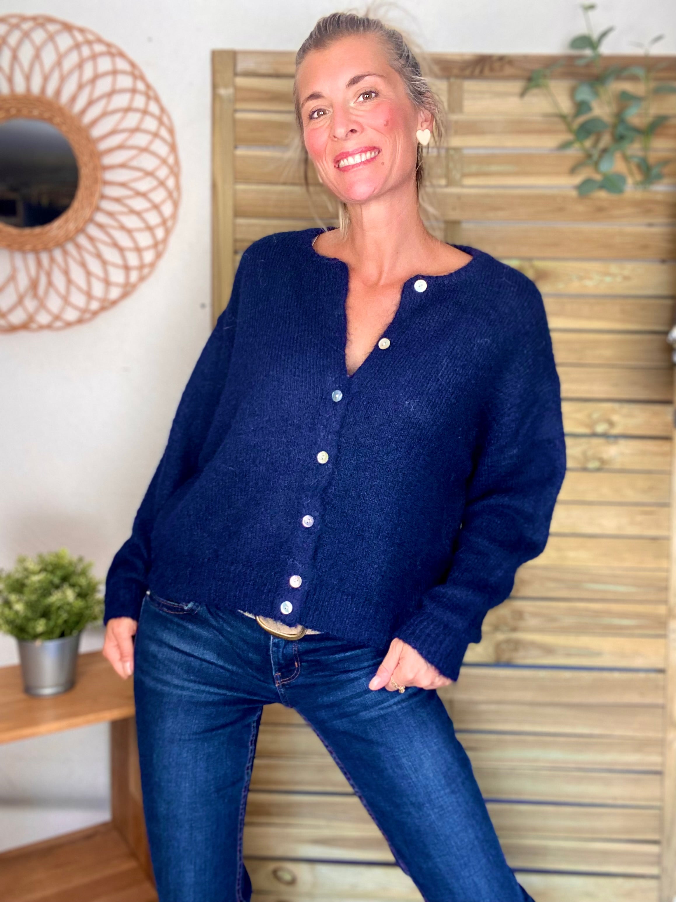 Gilet en maille SYDNEY - Bleu marine