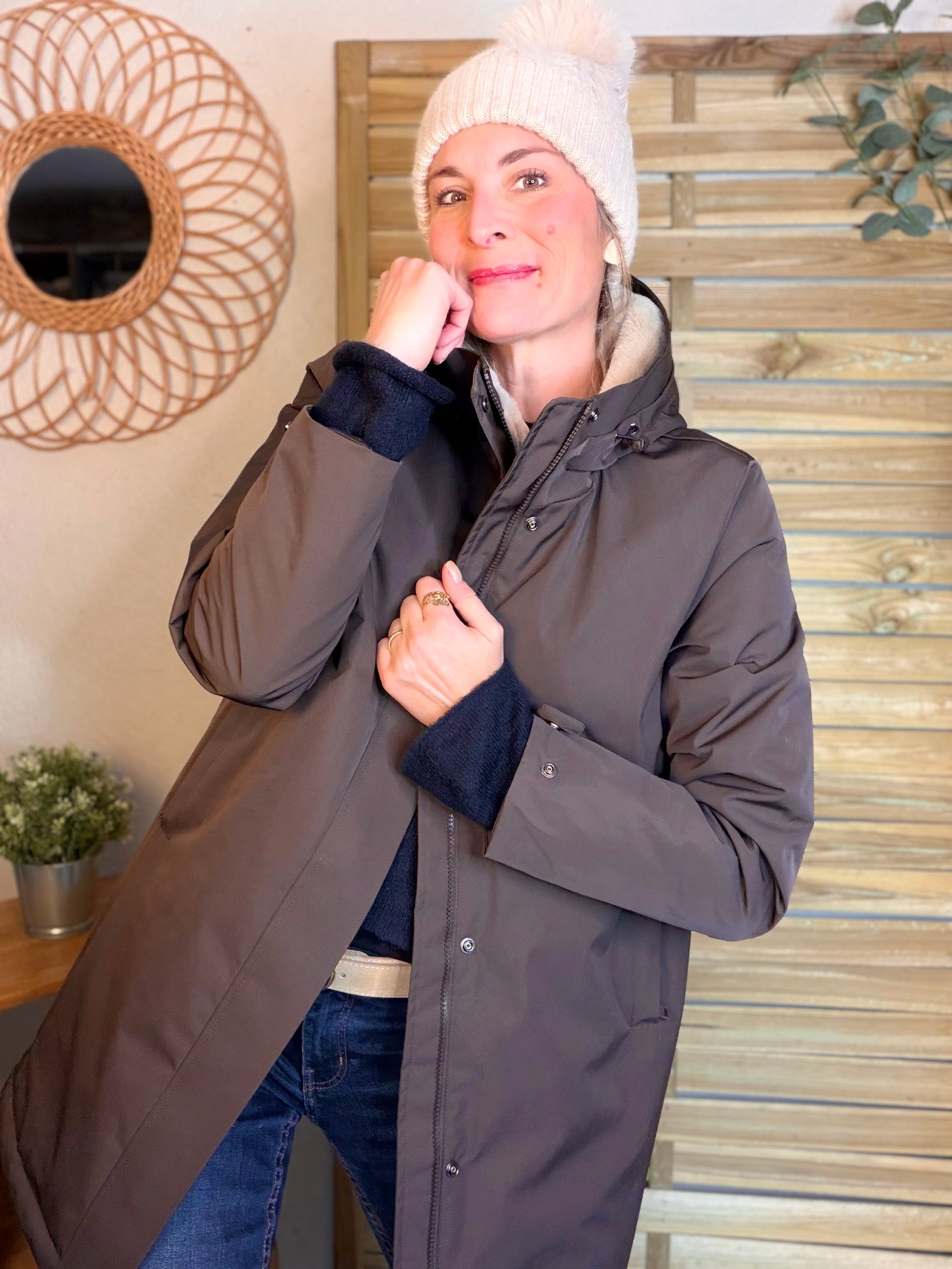 Parka fourrée imperméable AMBRE - Chocolat / Beige - LAURA JO