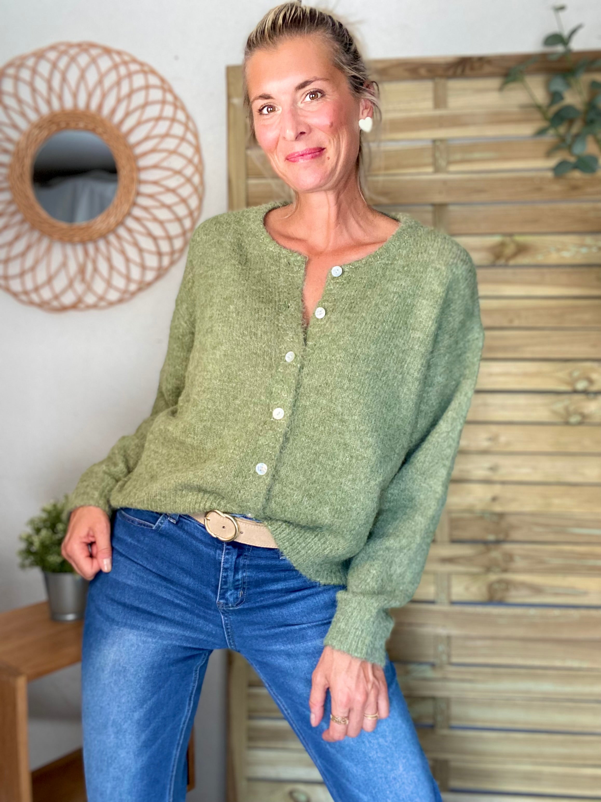 Gilet en maille MERYL - Olive