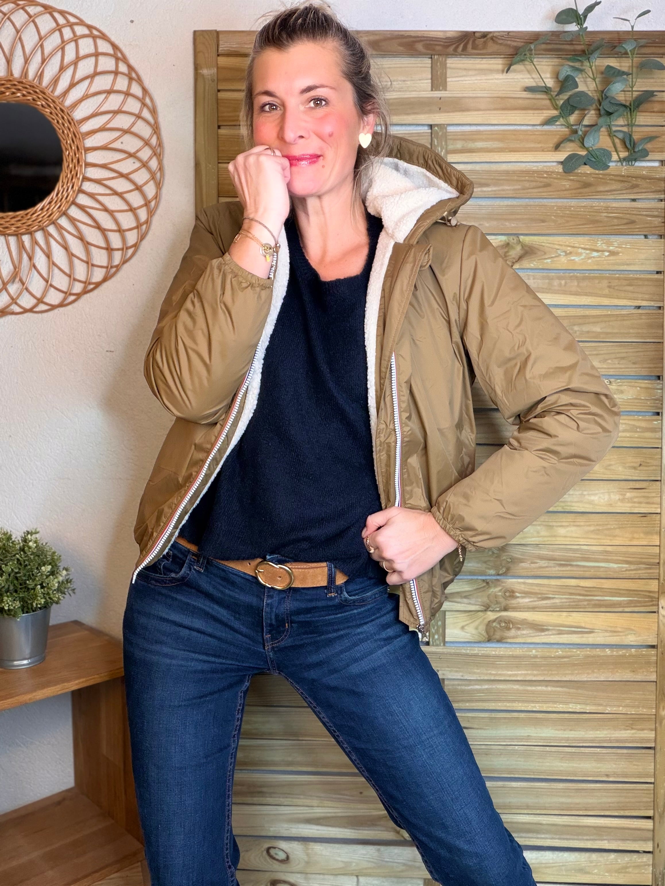 Parka Imperméable LOUISE COURT sherpa - Camel - LAURA JO