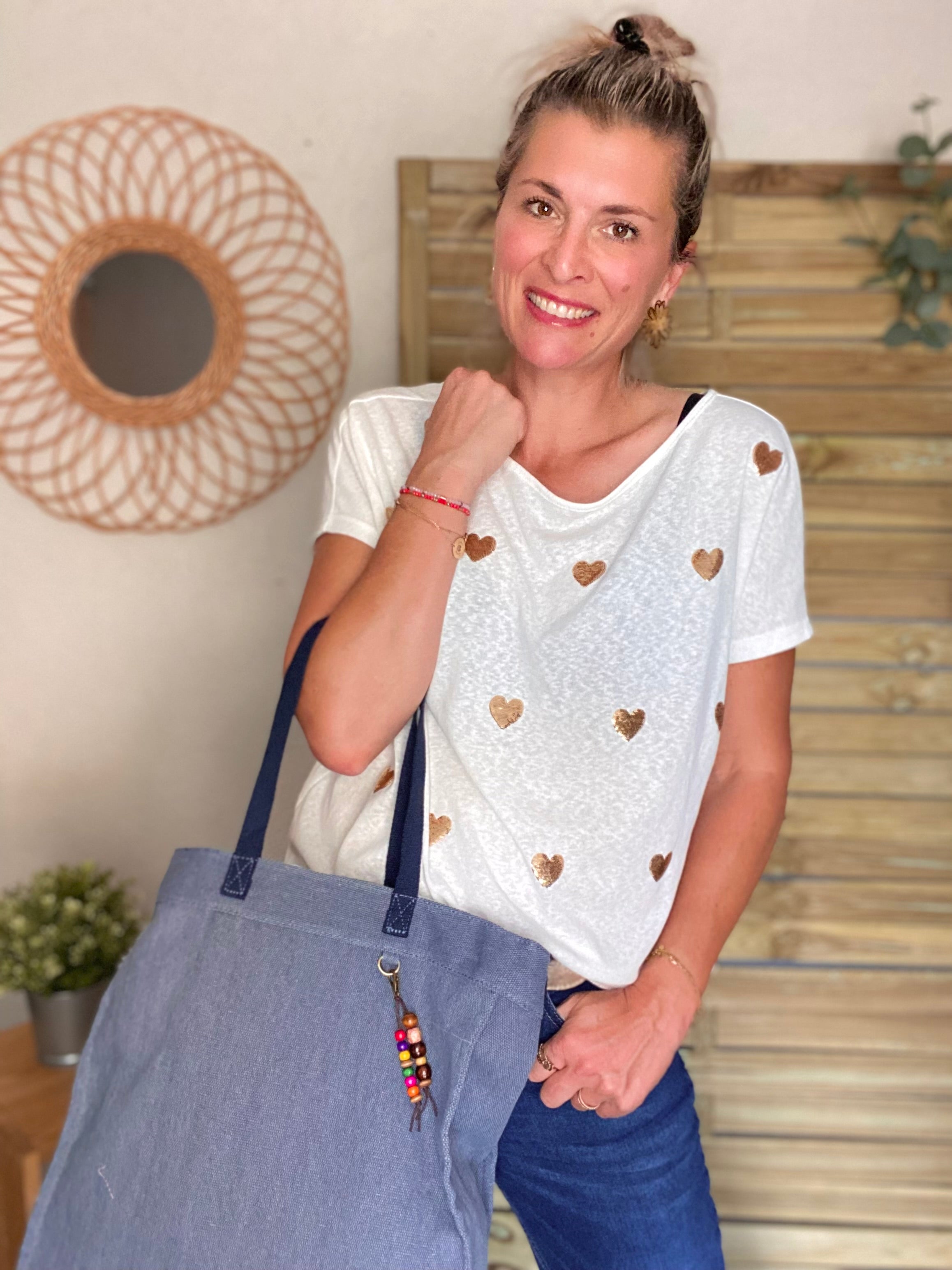 Sac cabas en toile de coton PACEY - Bleu Jean