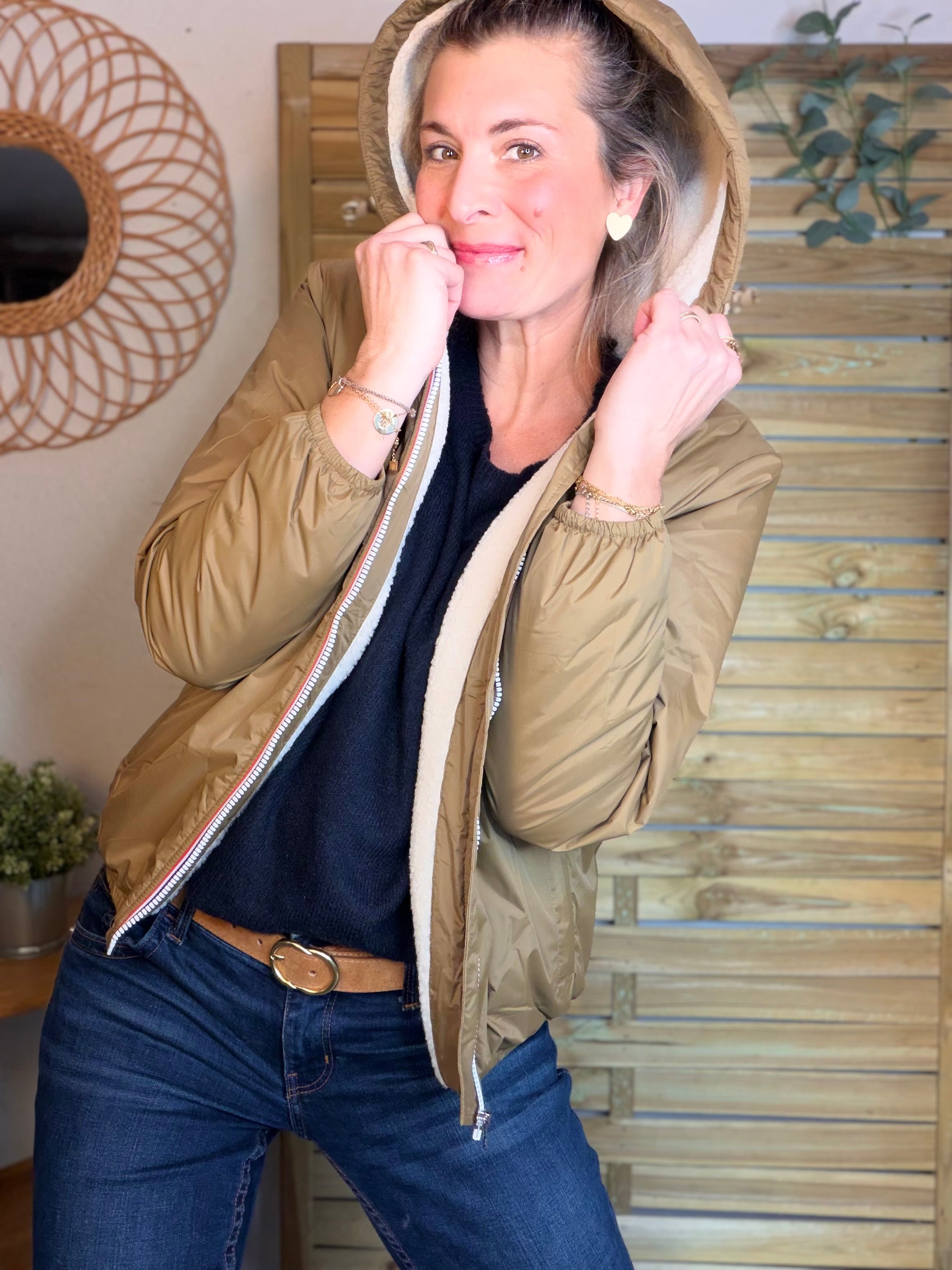 Parka Imperméable LOUISE COURT sherpa - Camel - LAURA JO