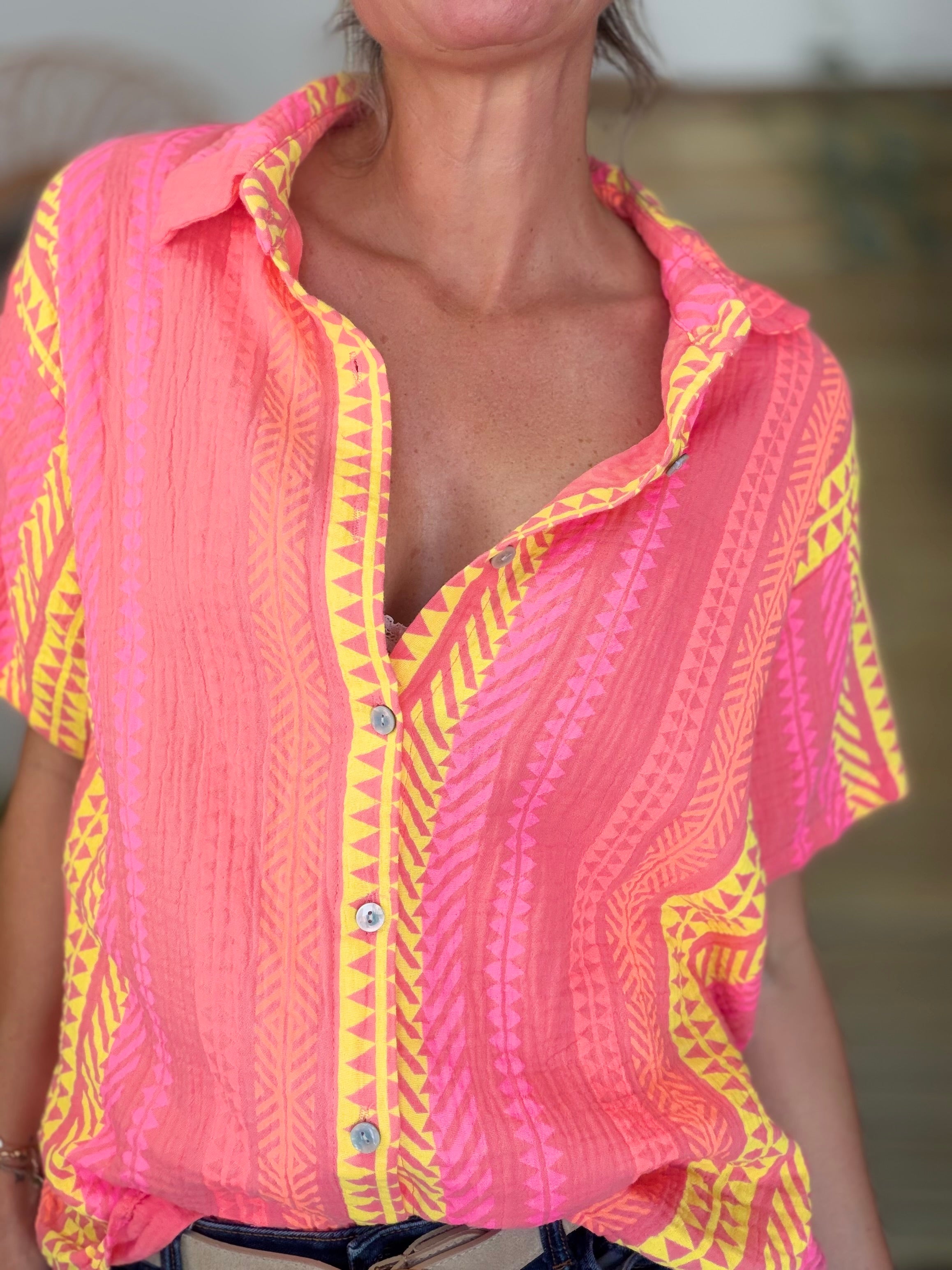 Chemise rayée en gaze de coton ROSIBEL