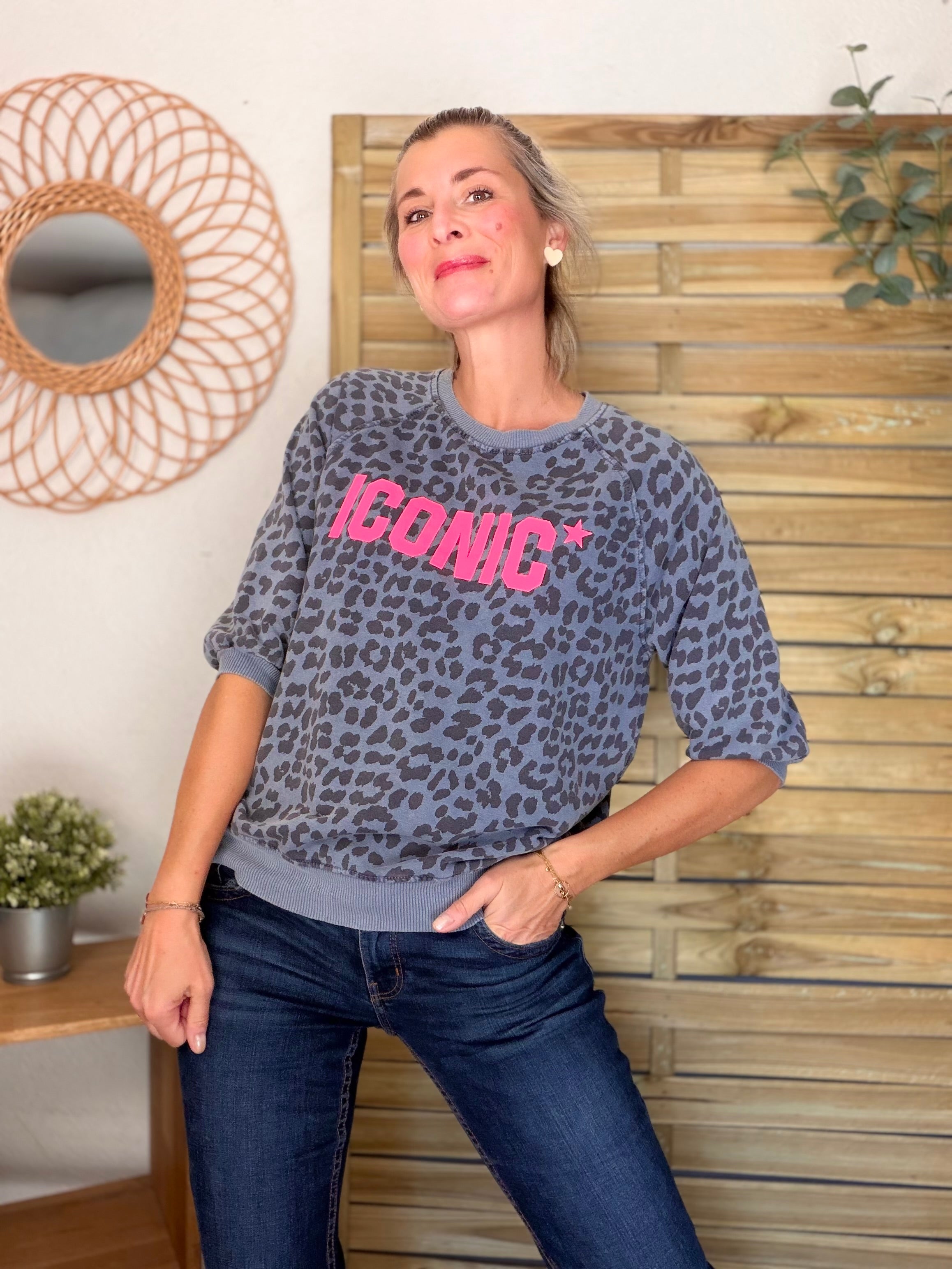 Sweat ICONIC Léo - ANGELA Bleu pétrole