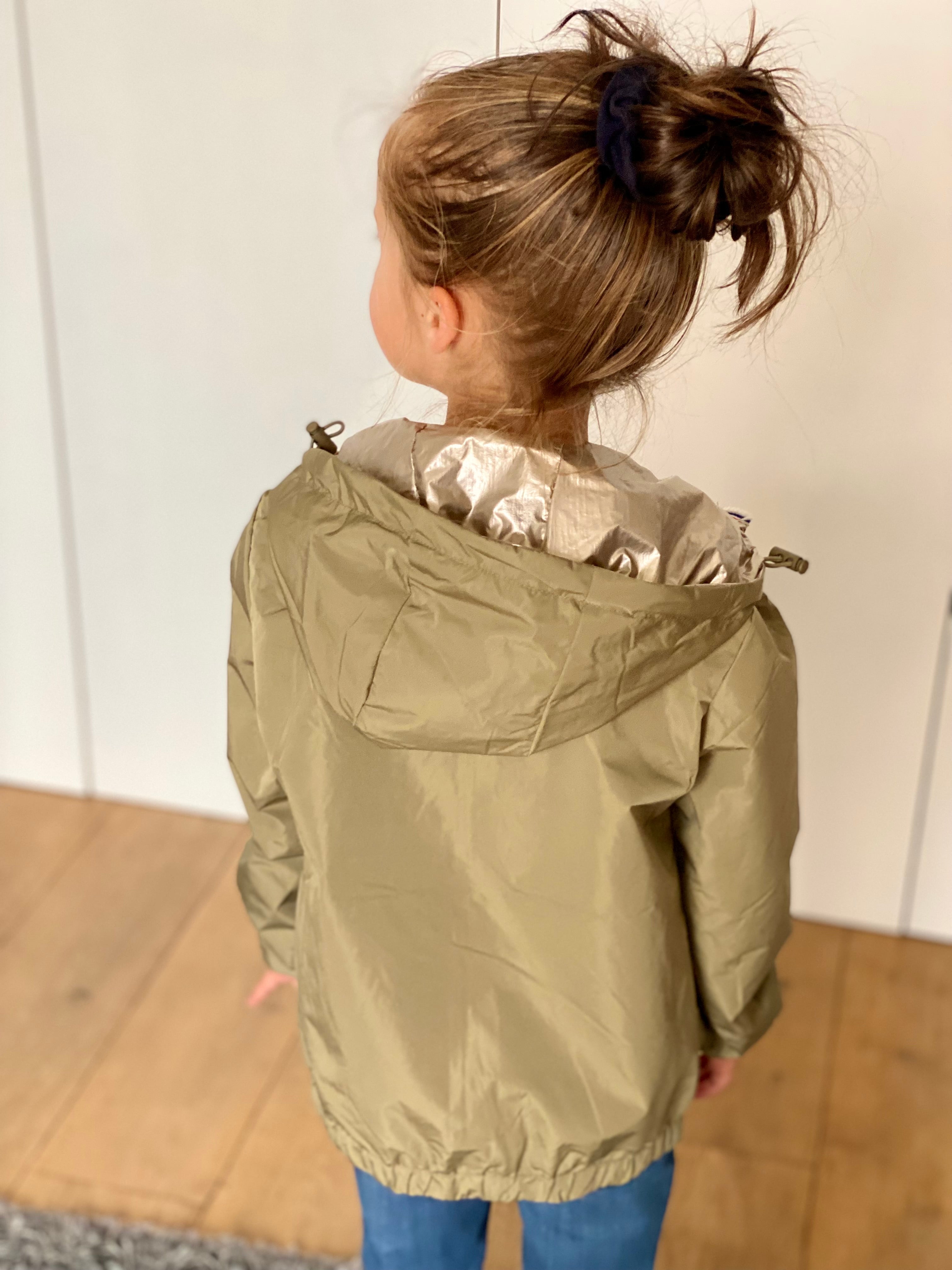 Veste Imperméable réversible mixte GARANCE KIDS - Kaki clair / Doré