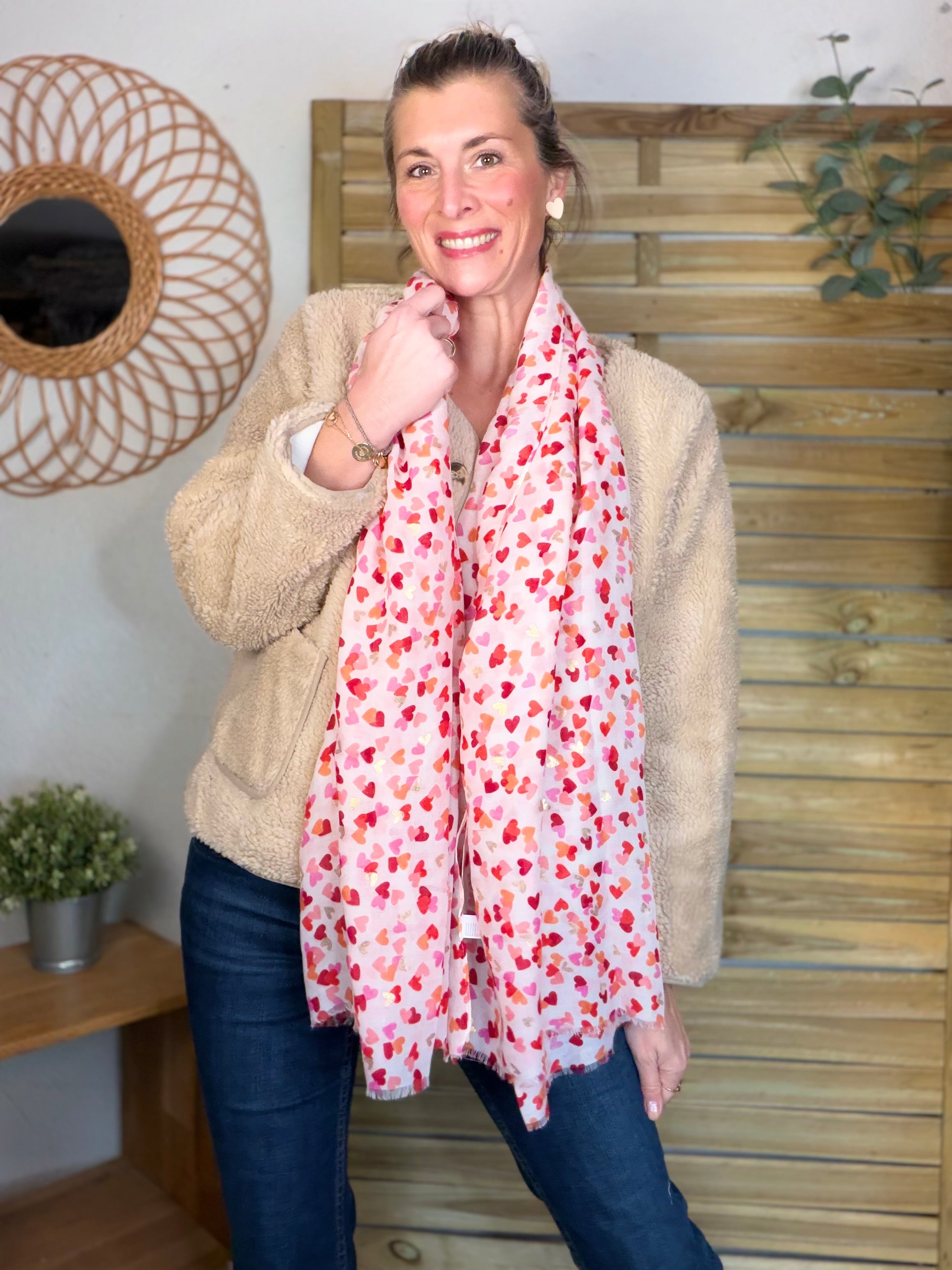 Foulard Cœurs SIGRID - Rouge Rose ❤️💛🩷