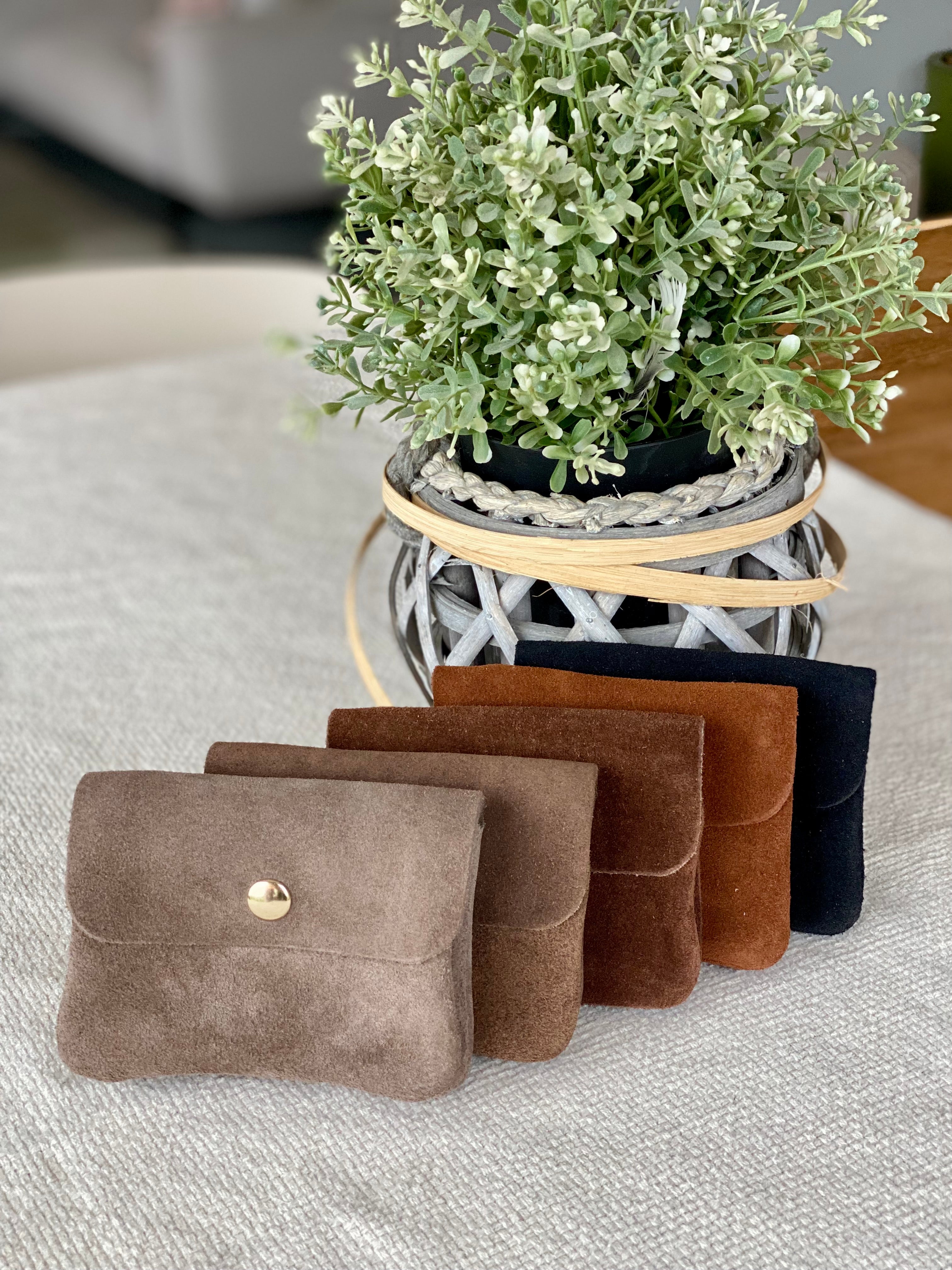 Porte monnaie / porte carte en cuir daim ACHILLE